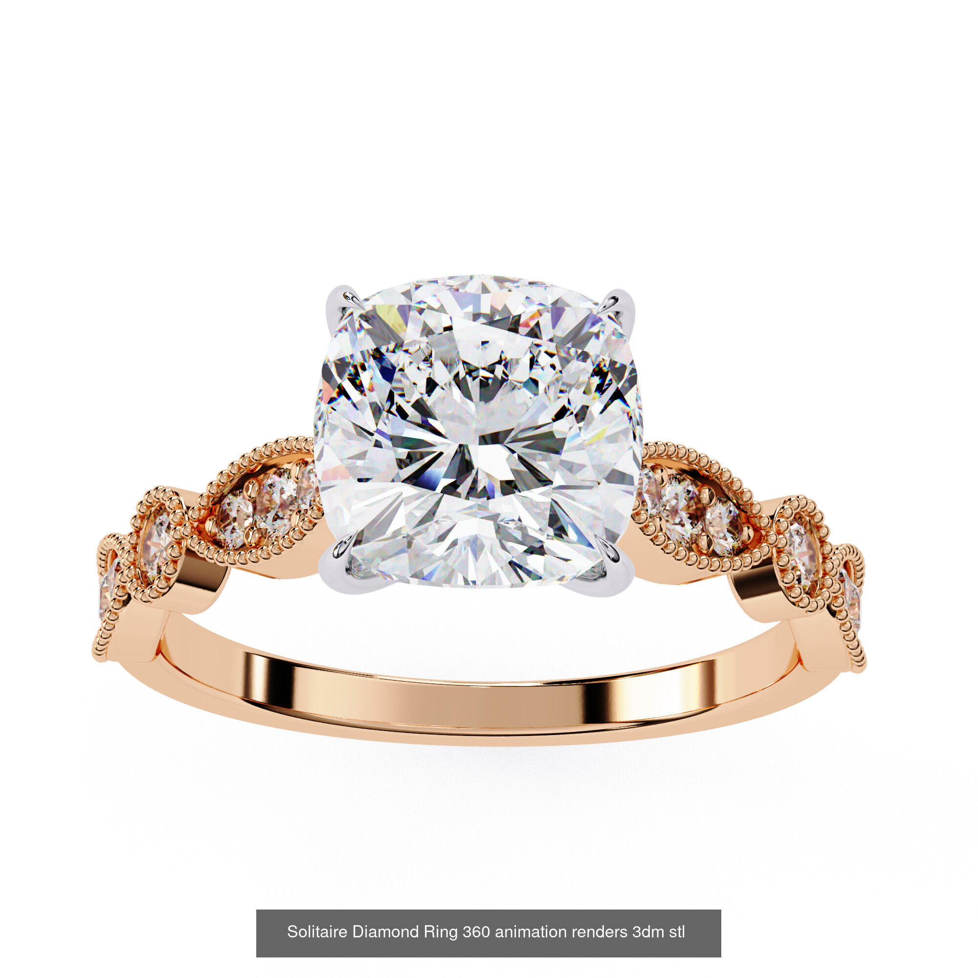 96 Solitaire Diamond Ring 360 animation renders PART-1 3D Model Collection_41