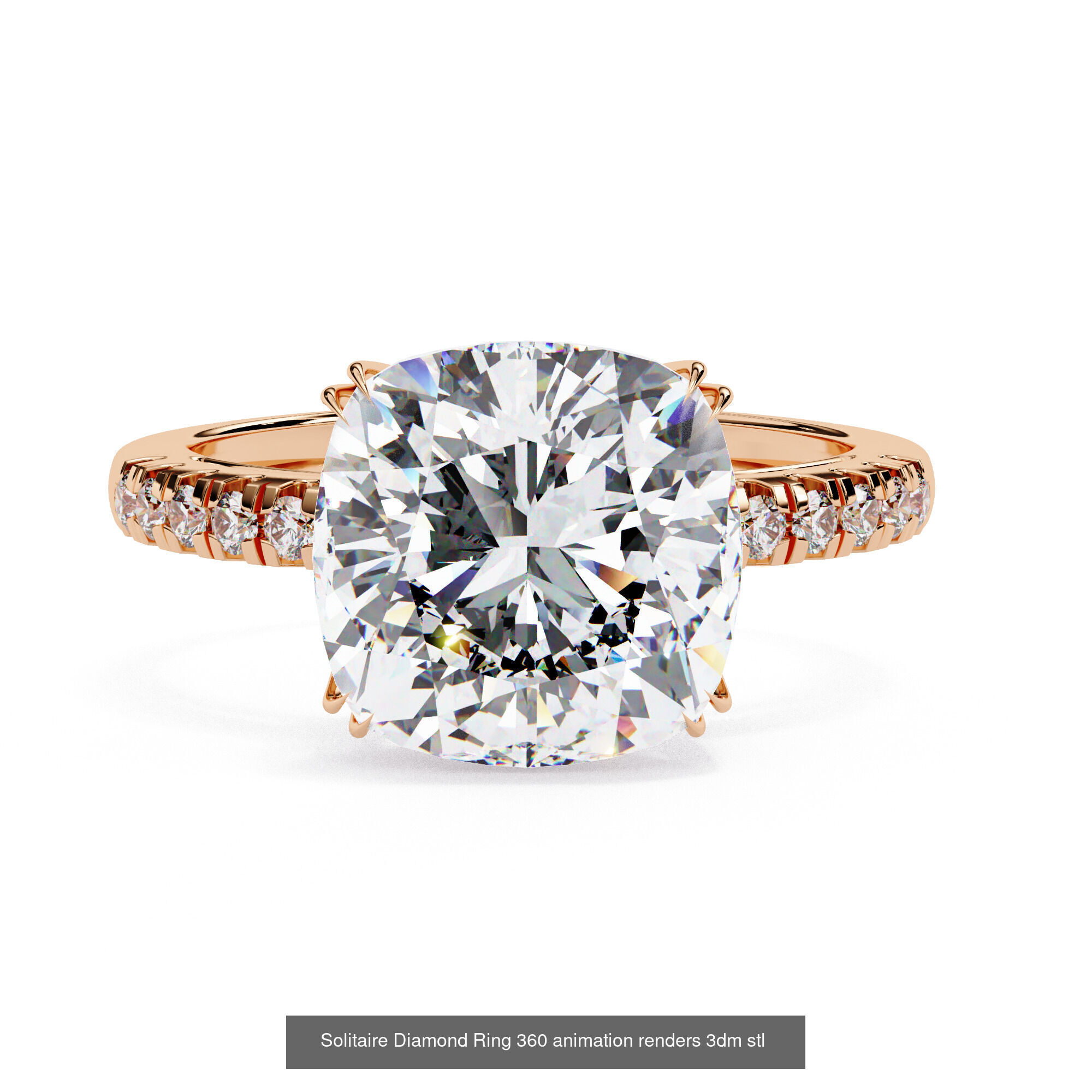 96 Solitaire Diamond Ring 360 animation renders PART-1 3D Model Collection_36