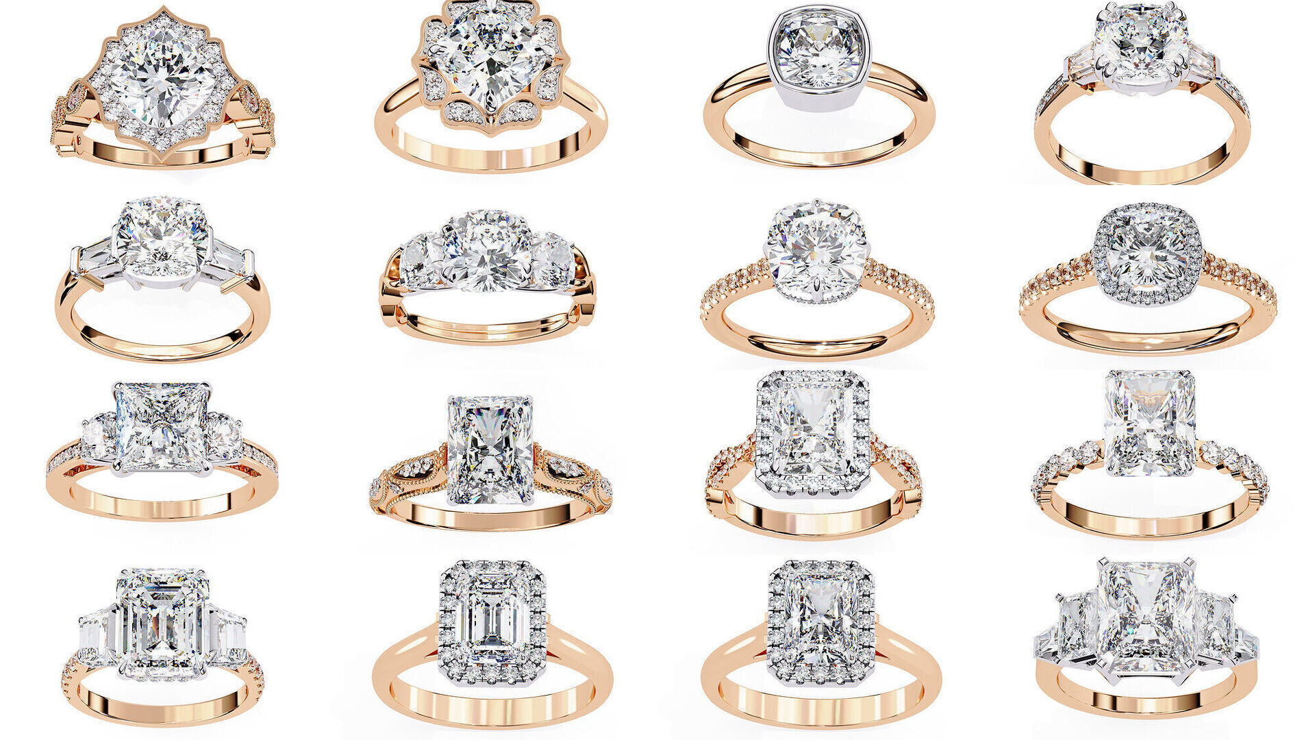 96 Solitaire Diamond Ring 360 animation renders PART-1 3D Model Collection_8