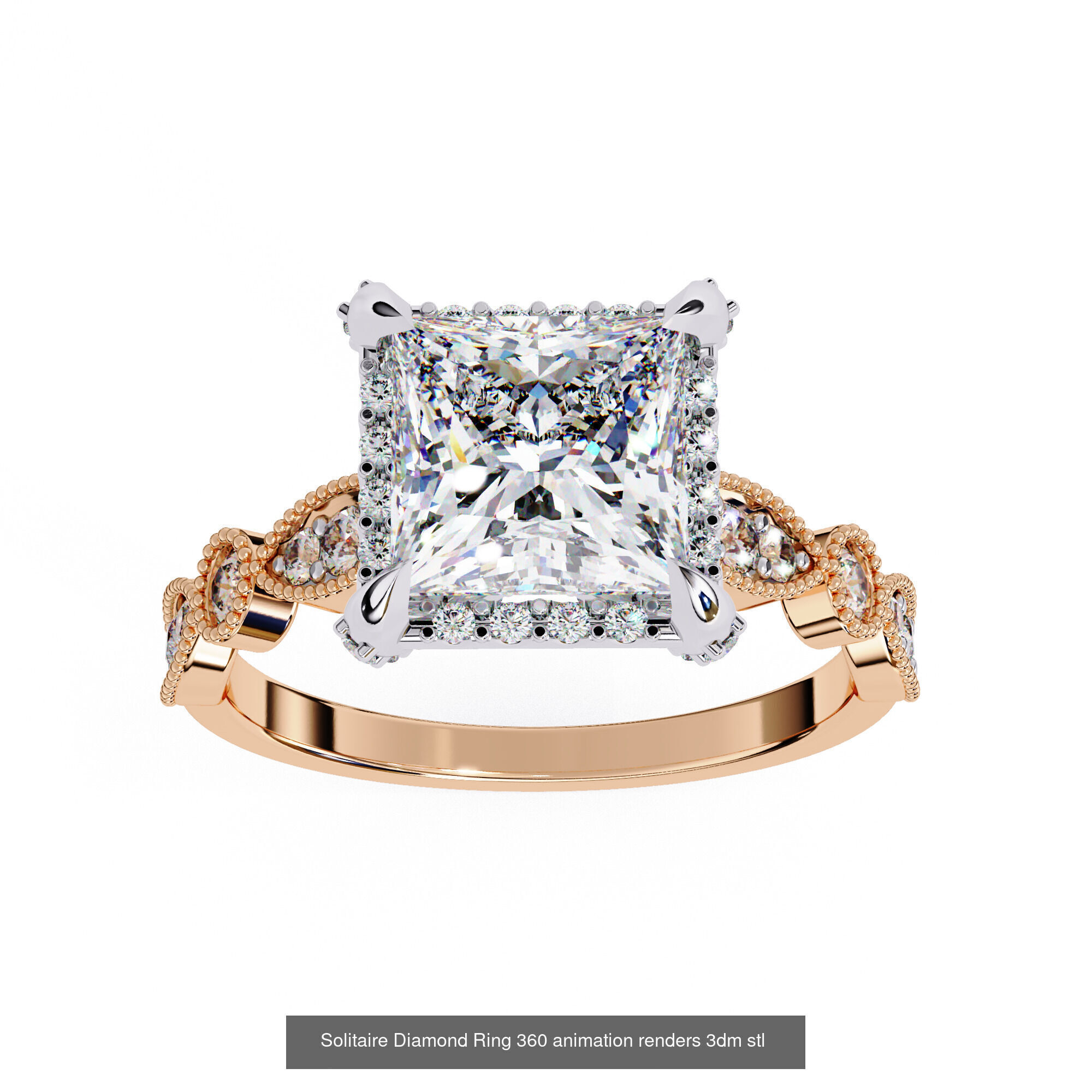 96 Solitaire Diamond Ring 360 animation renders PART-1 3D Model Collection_81