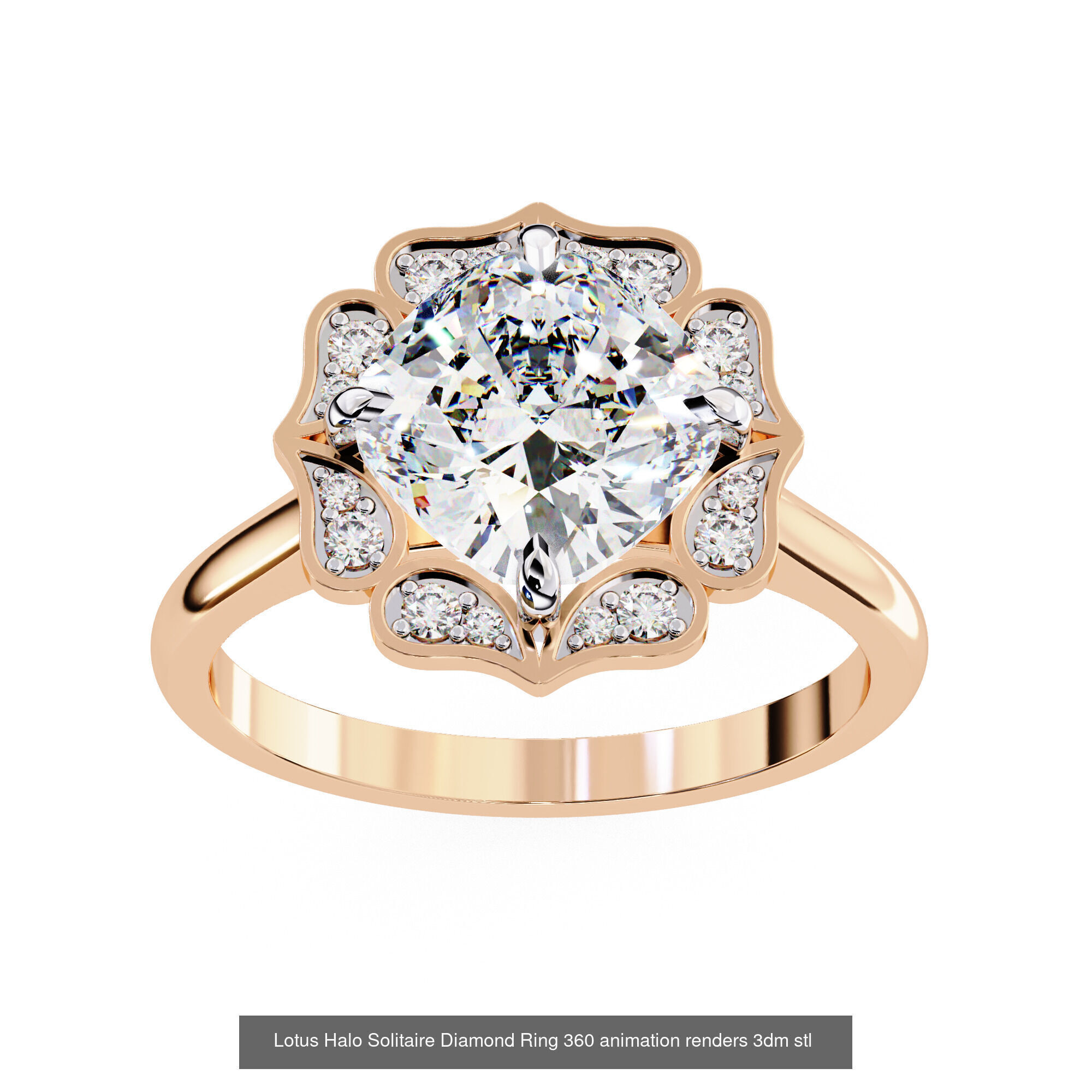 96 Solitaire Diamond Ring 360 animation renders PART-1 3D Model Collection_92