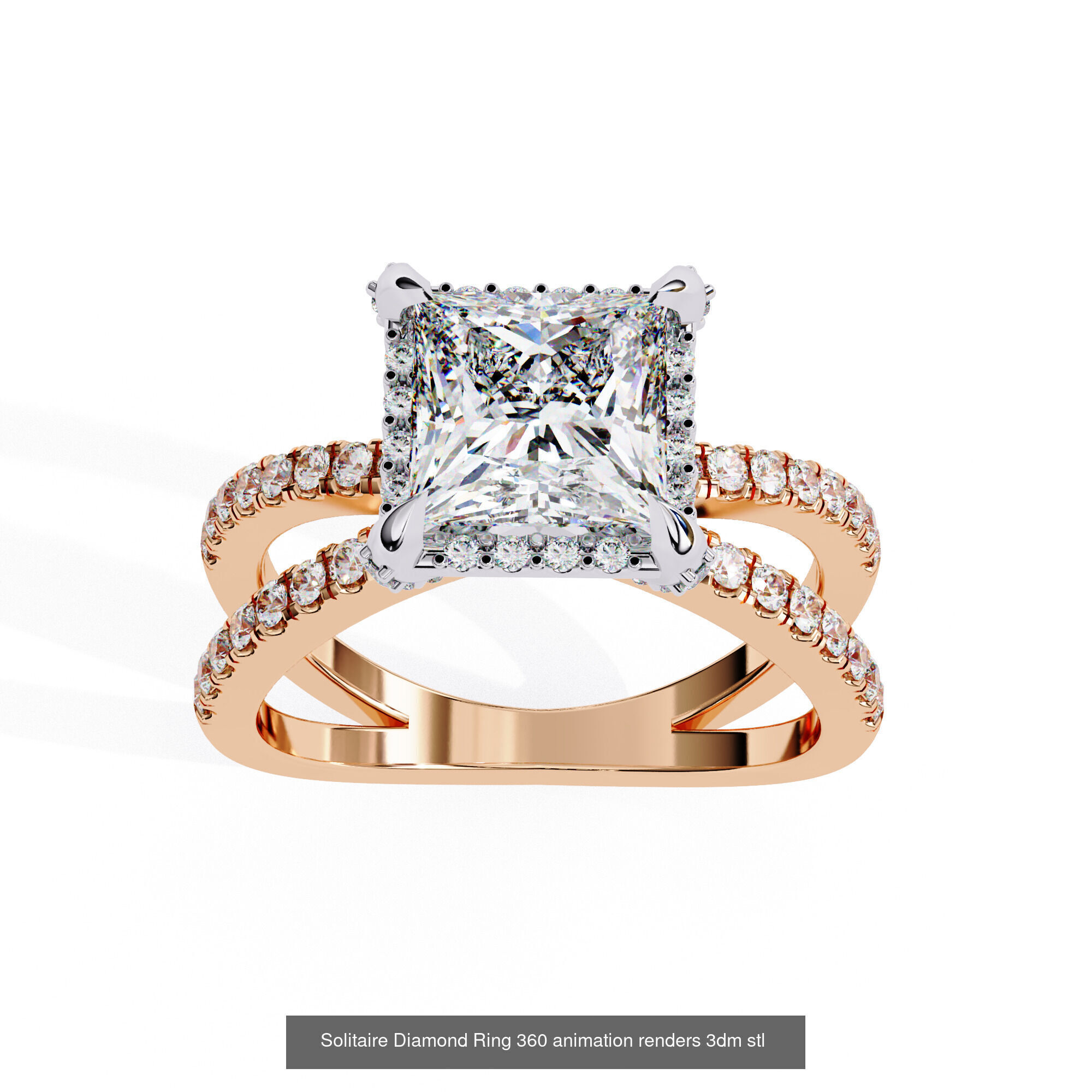 96 Solitaire Diamond Ring 360 animation renders PART-1 3D Model Collection_82