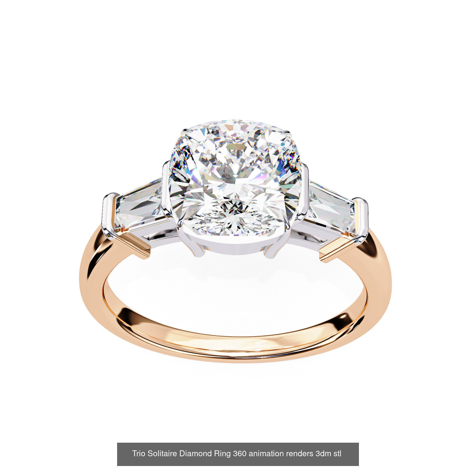 96 Solitaire Diamond Ring 360 animation renders PART-1 3D Model Collection_95