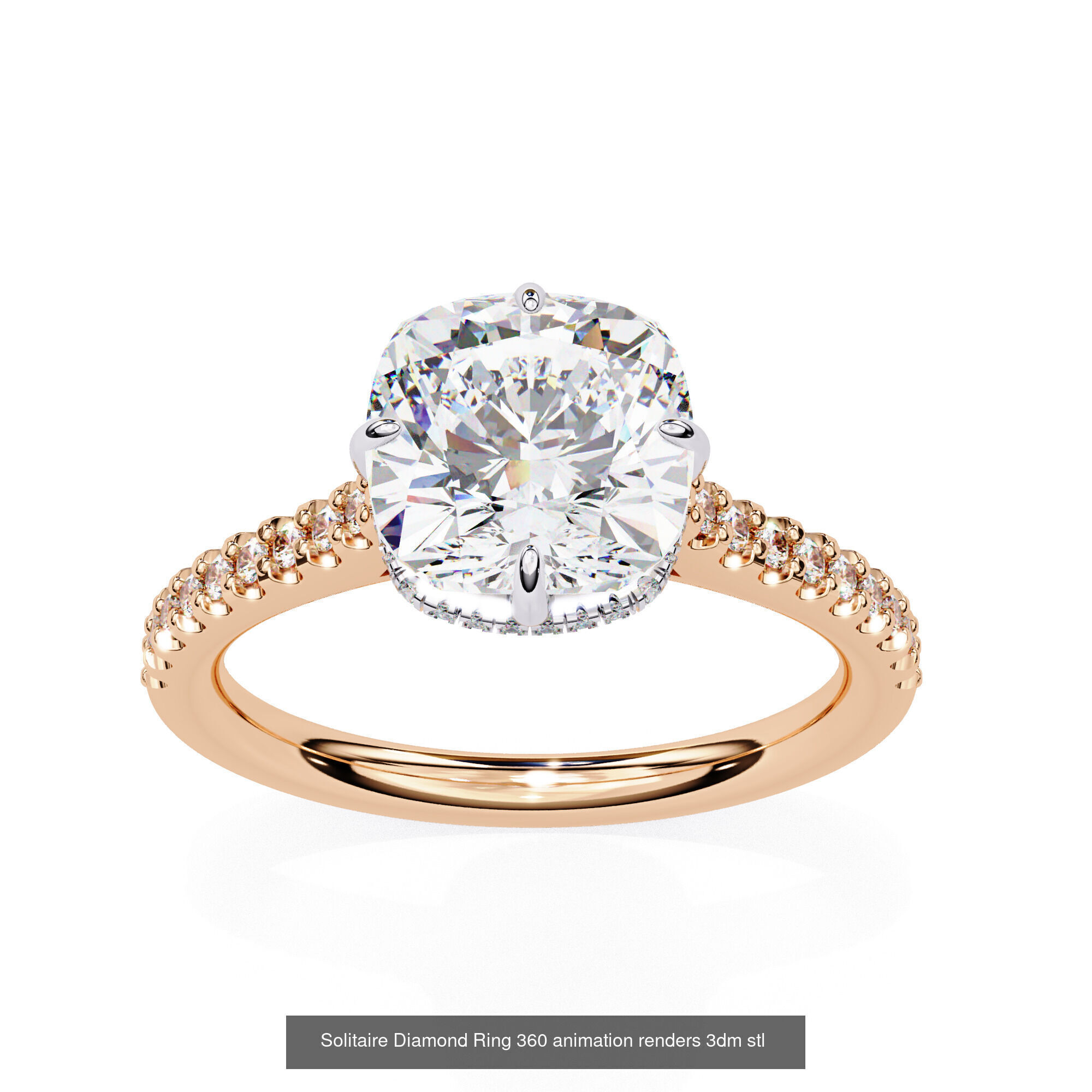 96 Solitaire Diamond Ring 360 animation renders PART-1 3D Model Collection_97