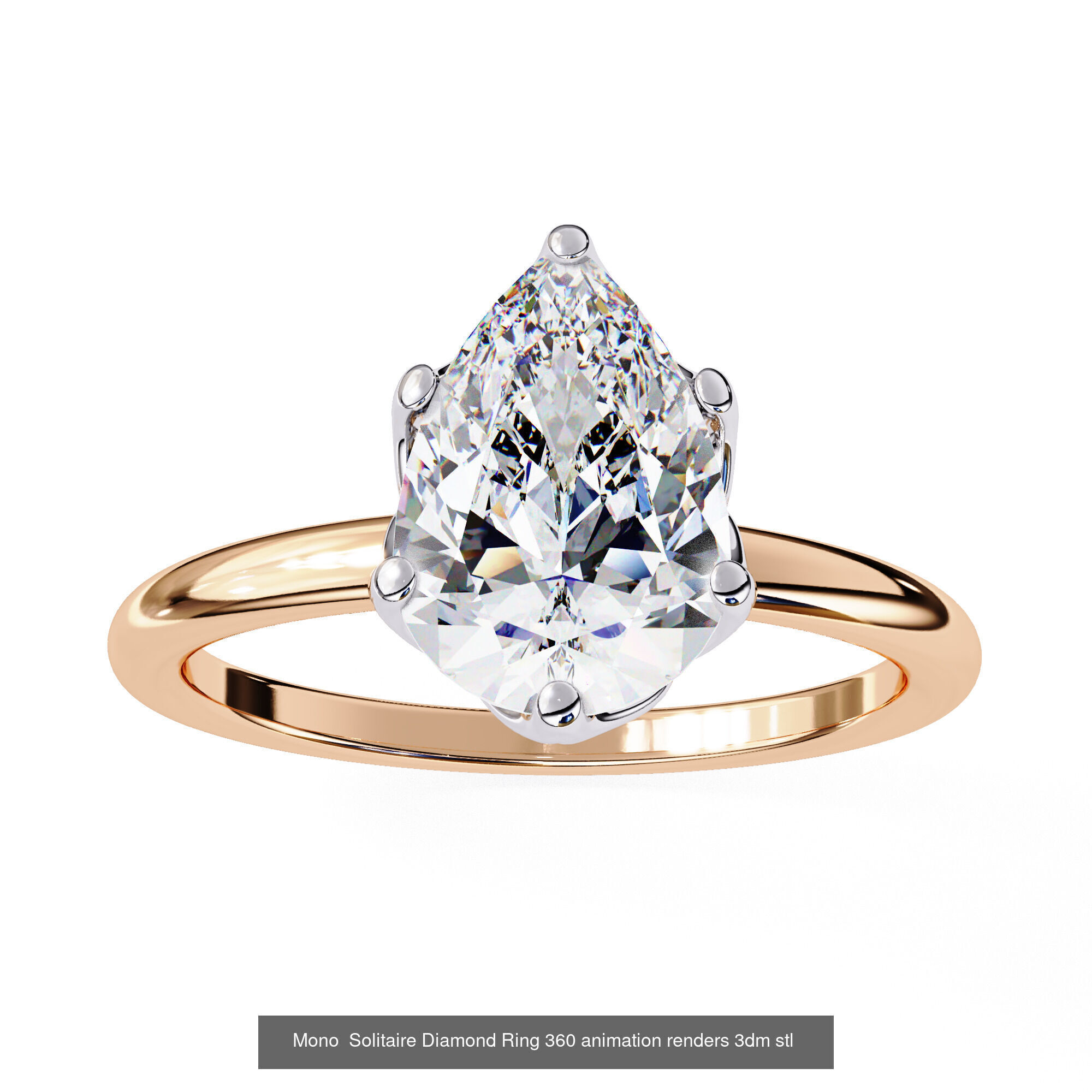 96 Solitaire Diamond Ring 360 animation renders PART-1 3D Model Collection_77