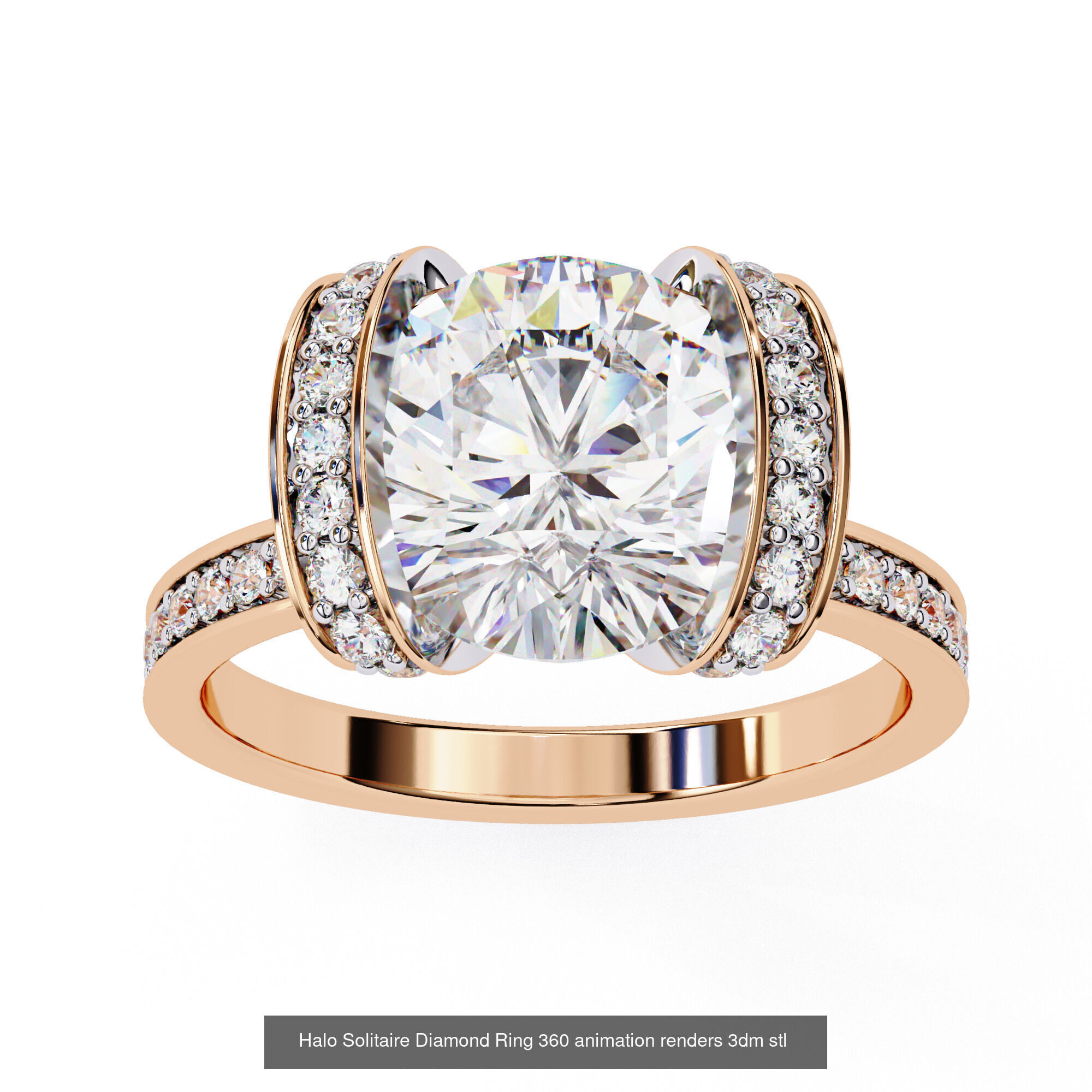 96 Solitaire Diamond Ring 360 animation renders PART-1 3D Model Collection_13