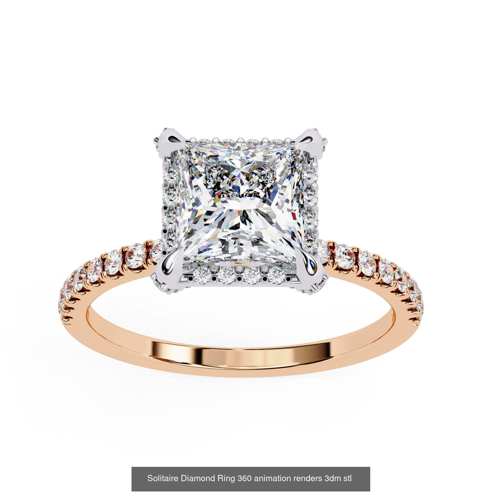 96 Solitaire Diamond Ring 360 animation renders PART-1 3D Model Collection_79