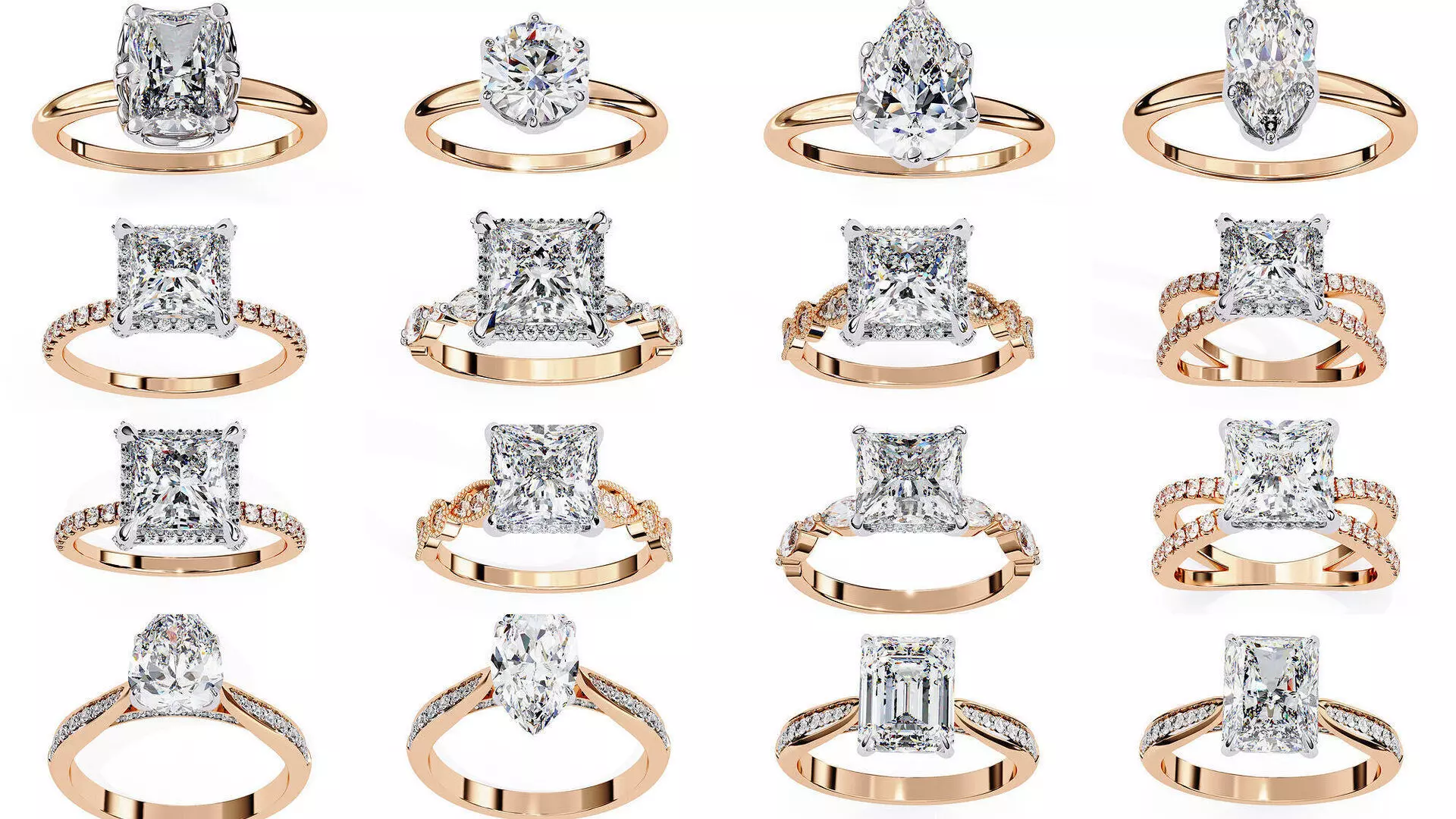 96 Solitaire Diamond Ring 360 animation renders PART-1 3D Model Collection_0