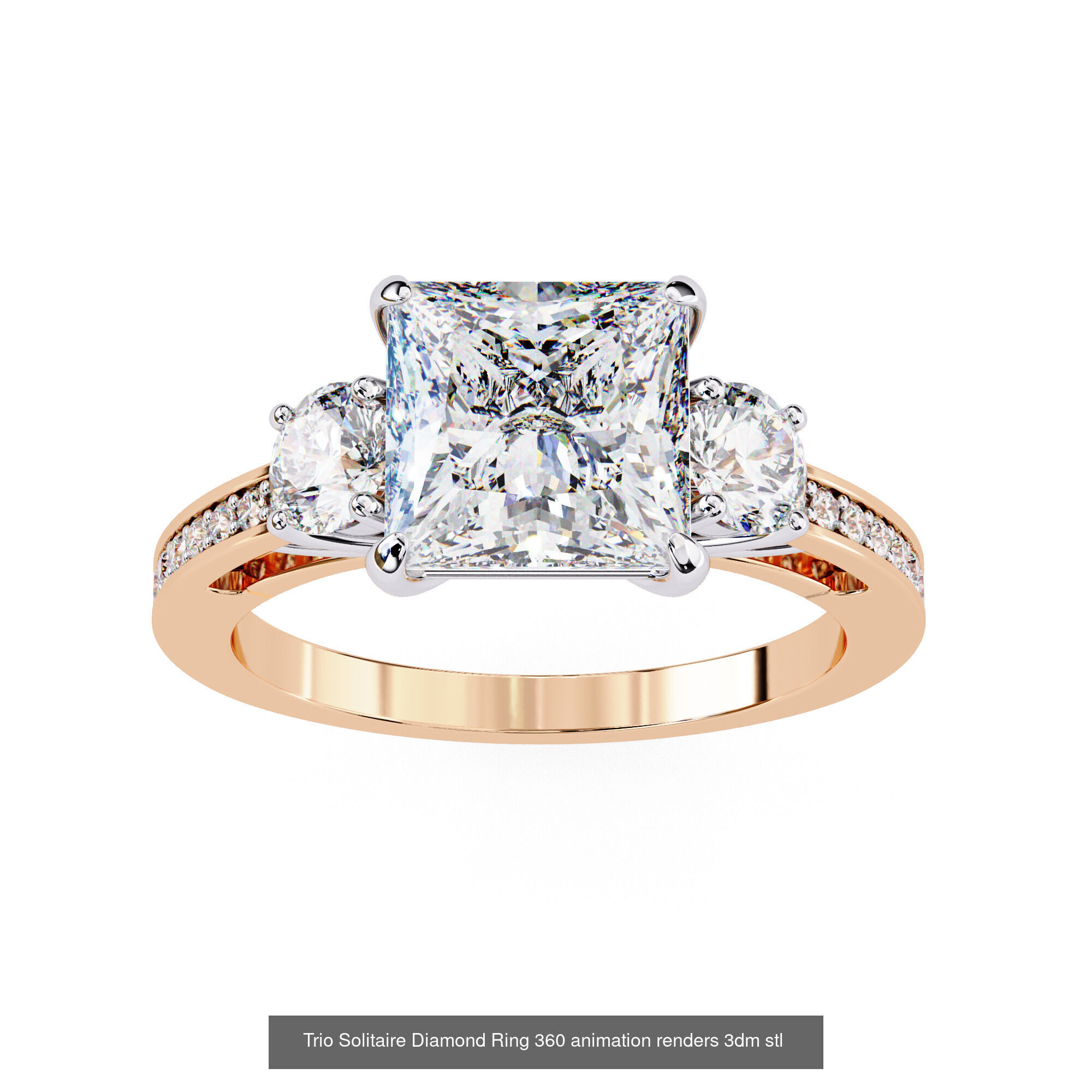 96 Solitaire Diamond Ring 360 animation renders PART-1 3D Model Collection_99
