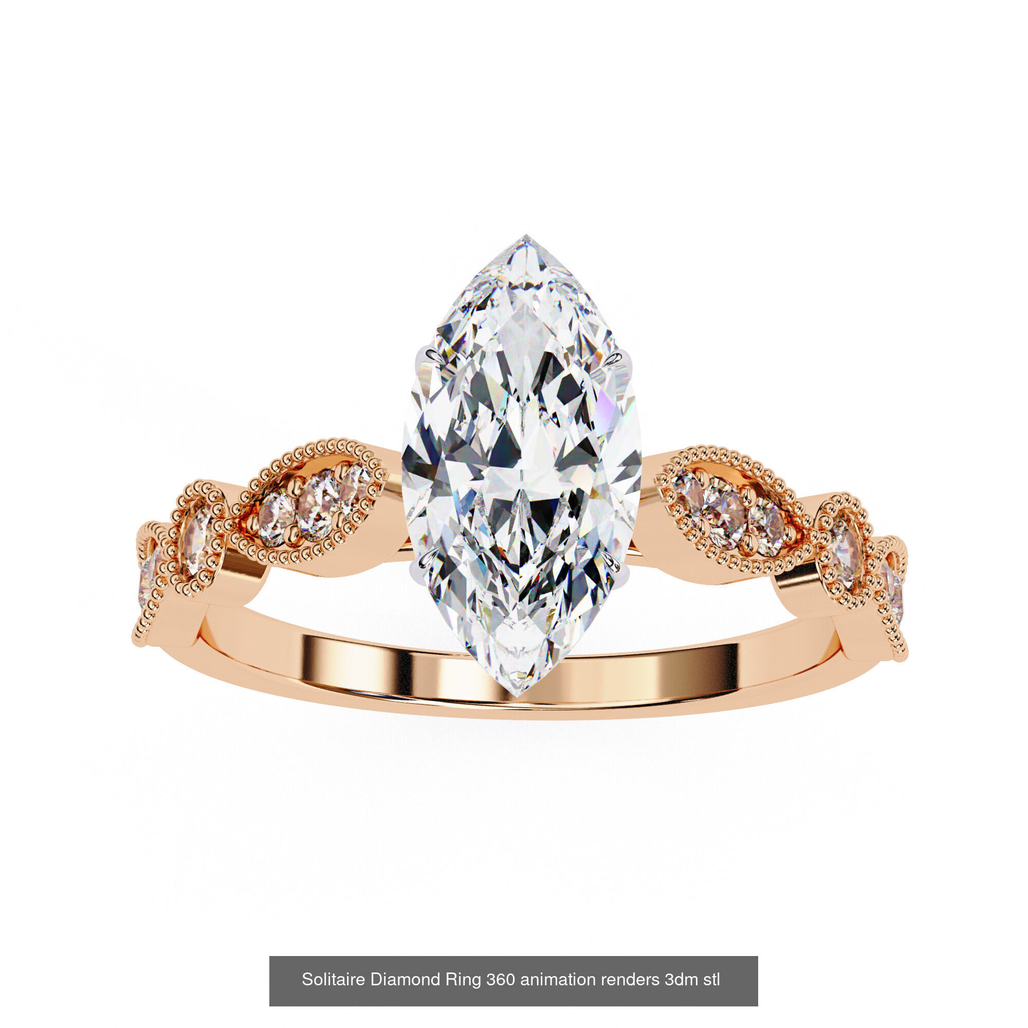 96 Solitaire Diamond Ring 360 animation renders PART-1 3D Model Collection_44