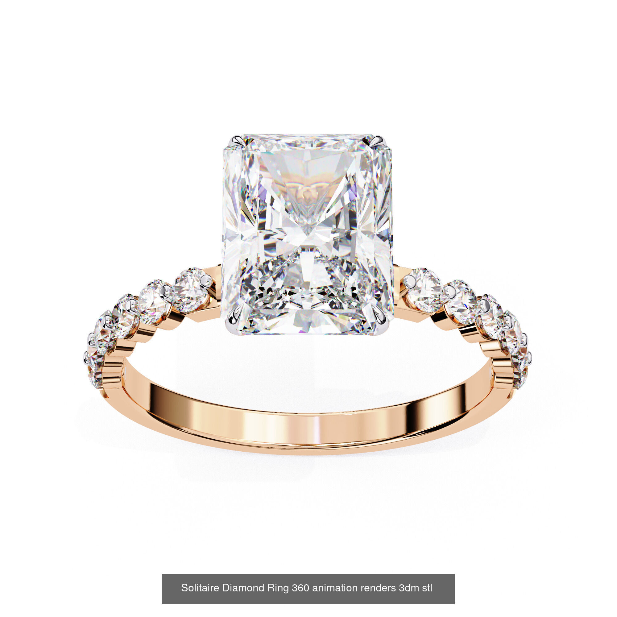 96 Solitaire Diamond Ring 360 animation renders PART-1 3D Model Collection_102
