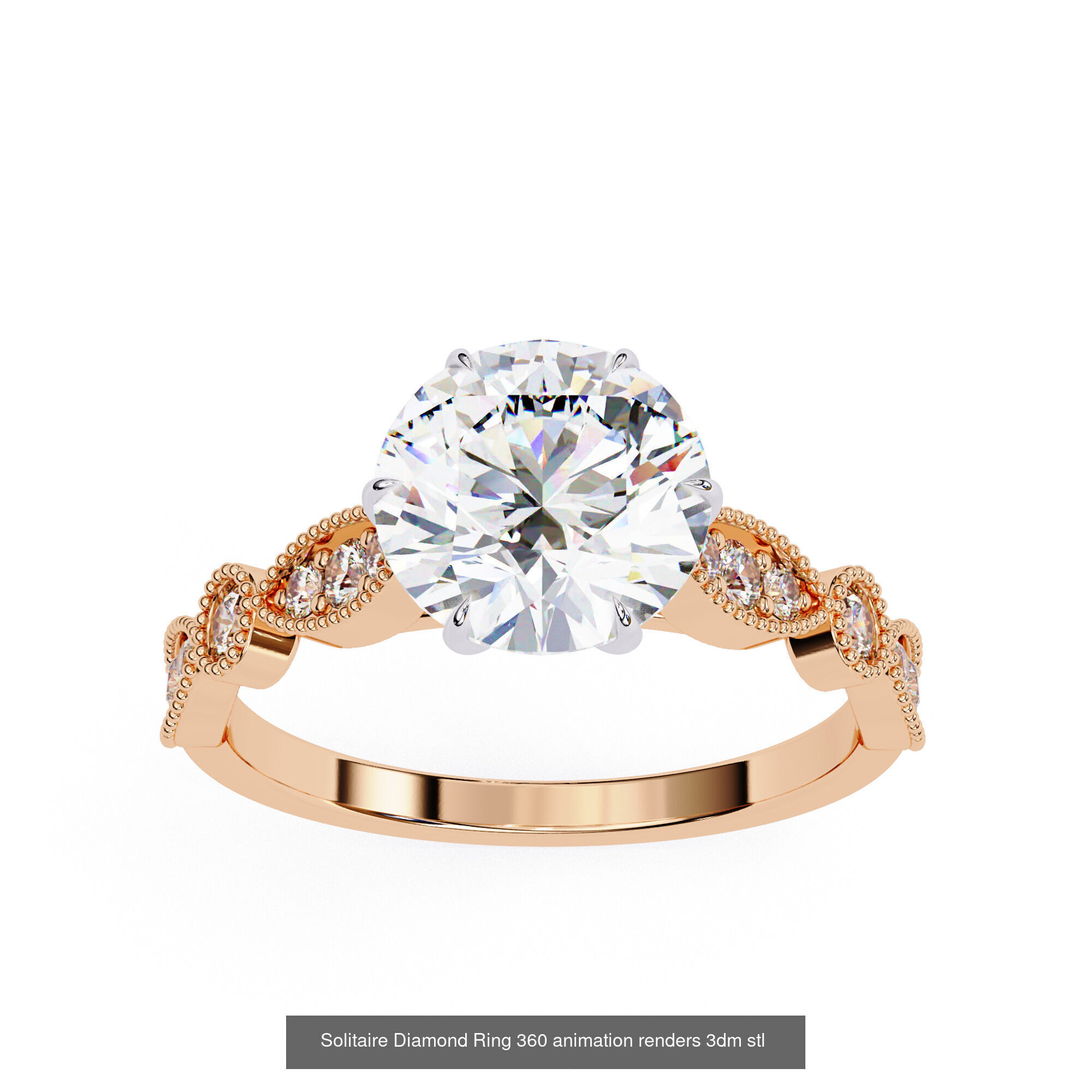 96 Solitaire Diamond Ring 360 animation renders PART-1 3D Model Collection_40