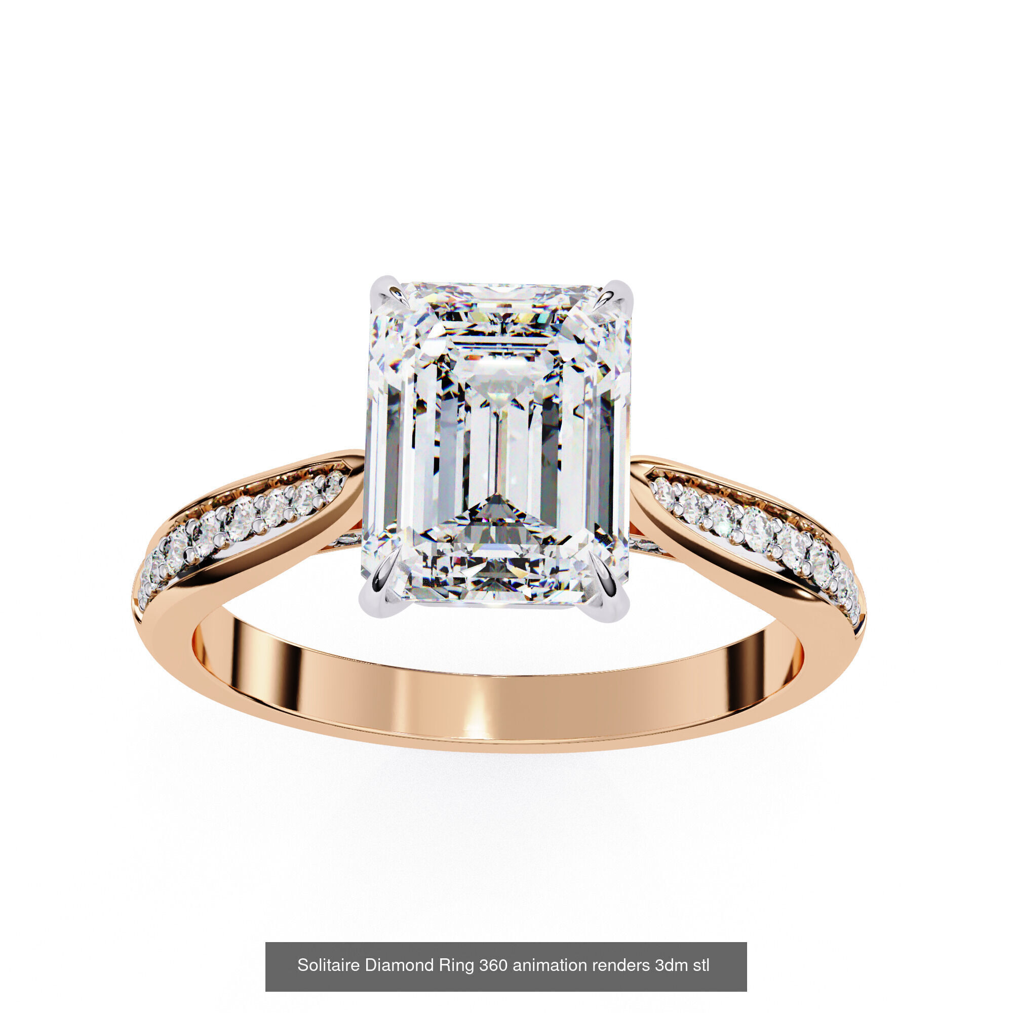 96 Solitaire Diamond Ring 360 animation renders PART-1 3D Model Collection_89