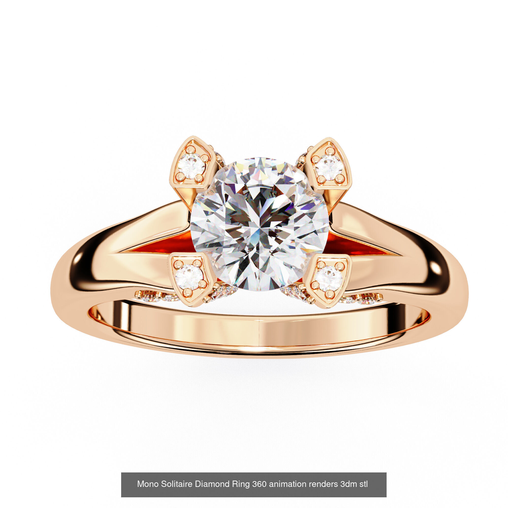 96 Solitaire Diamond Ring 360 animation renders PART-1 3D Model Collection_48