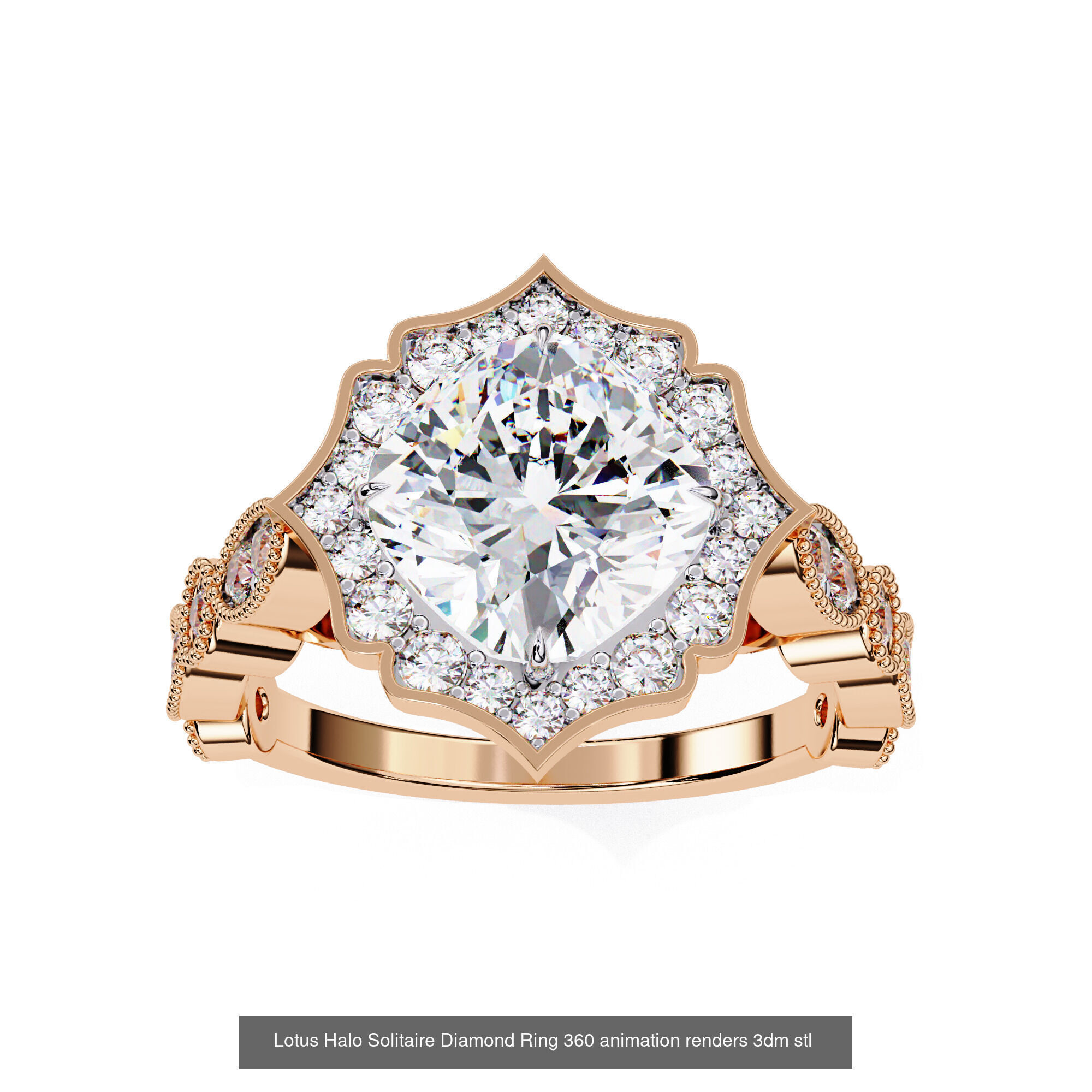 96 Solitaire Diamond Ring 360 animation renders PART-1 3D Model Collection_91