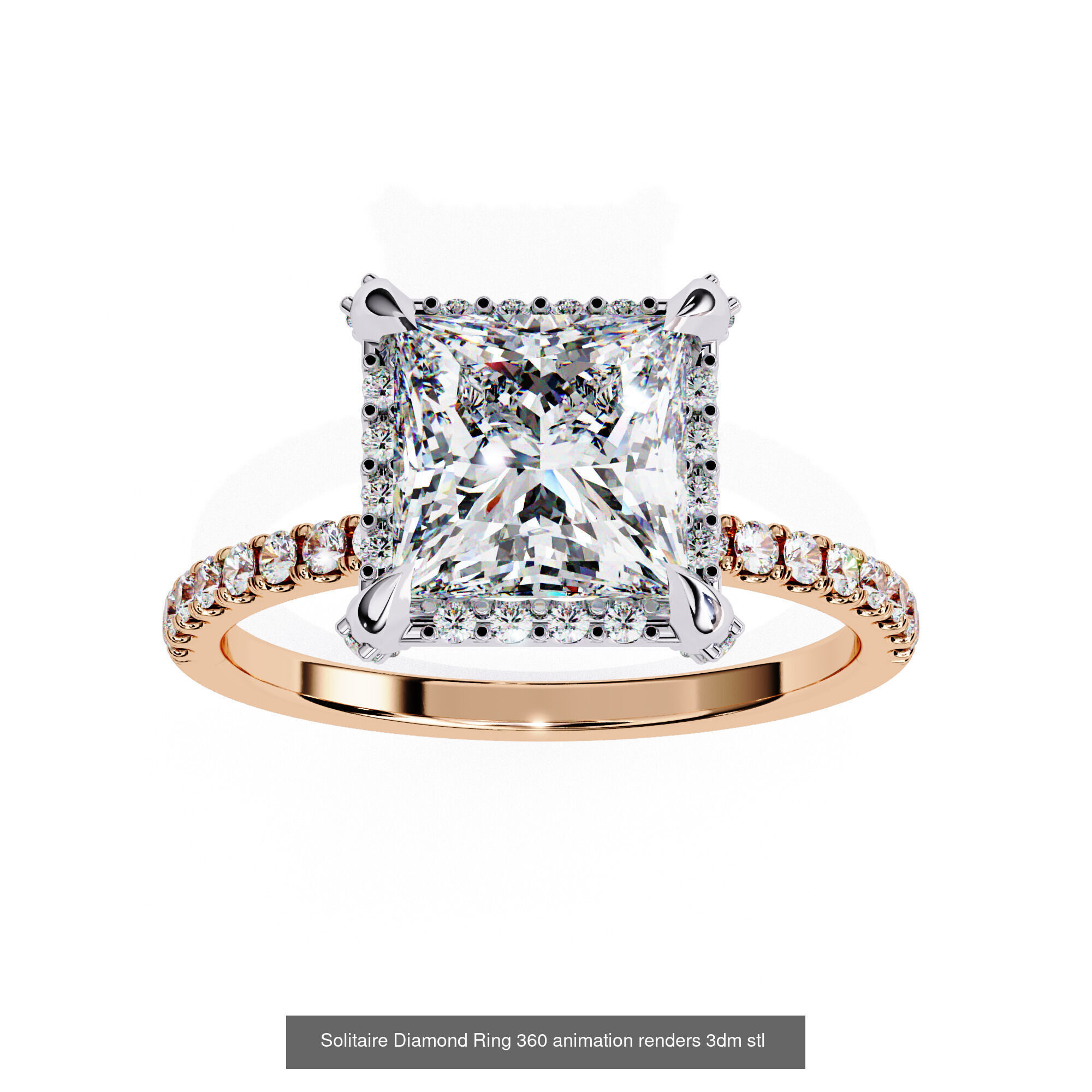 96 Solitaire Diamond Ring 360 animation renders PART-1 3D Model Collection_83