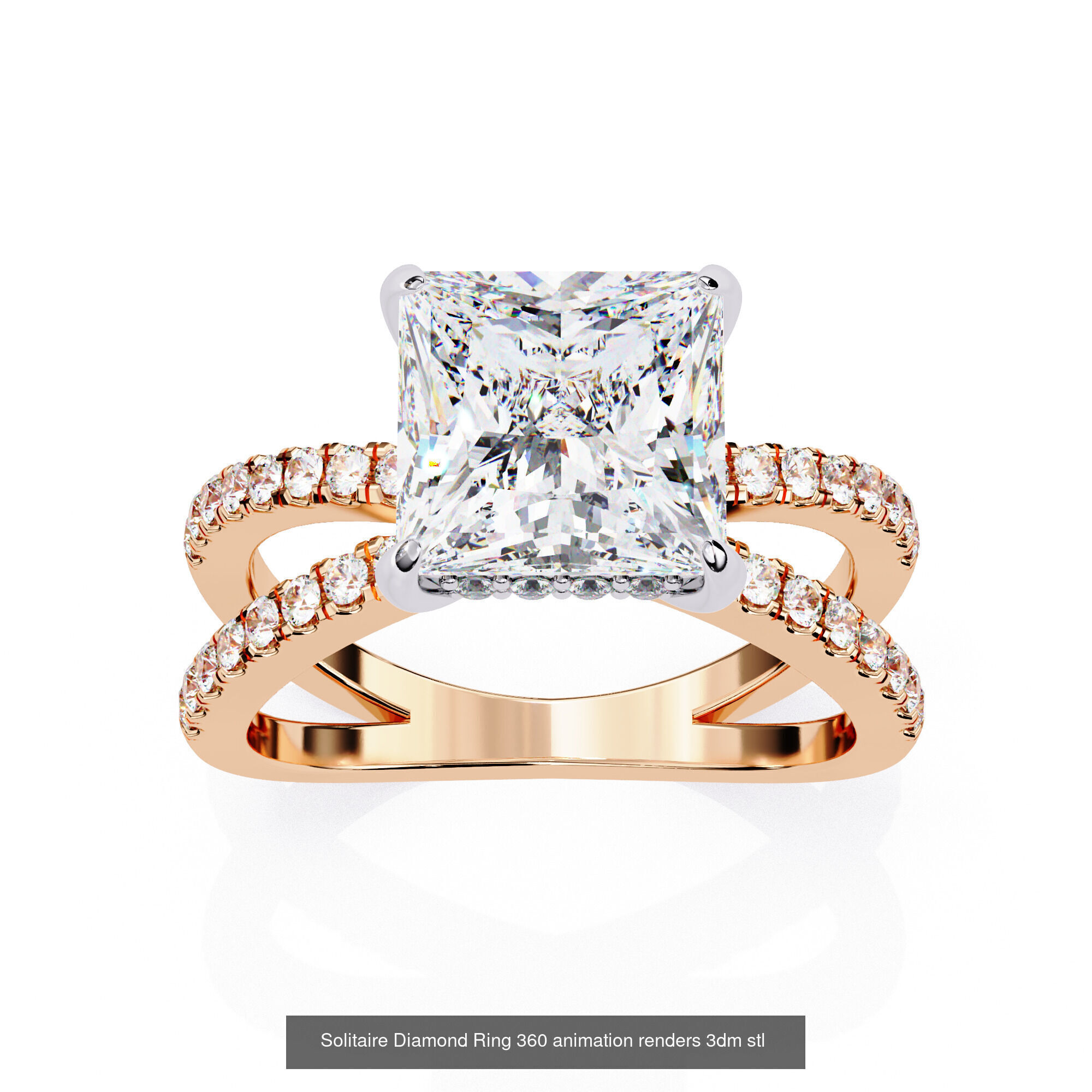 96 Solitaire Diamond Ring 360 animation renders PART-1 3D Model Collection_86