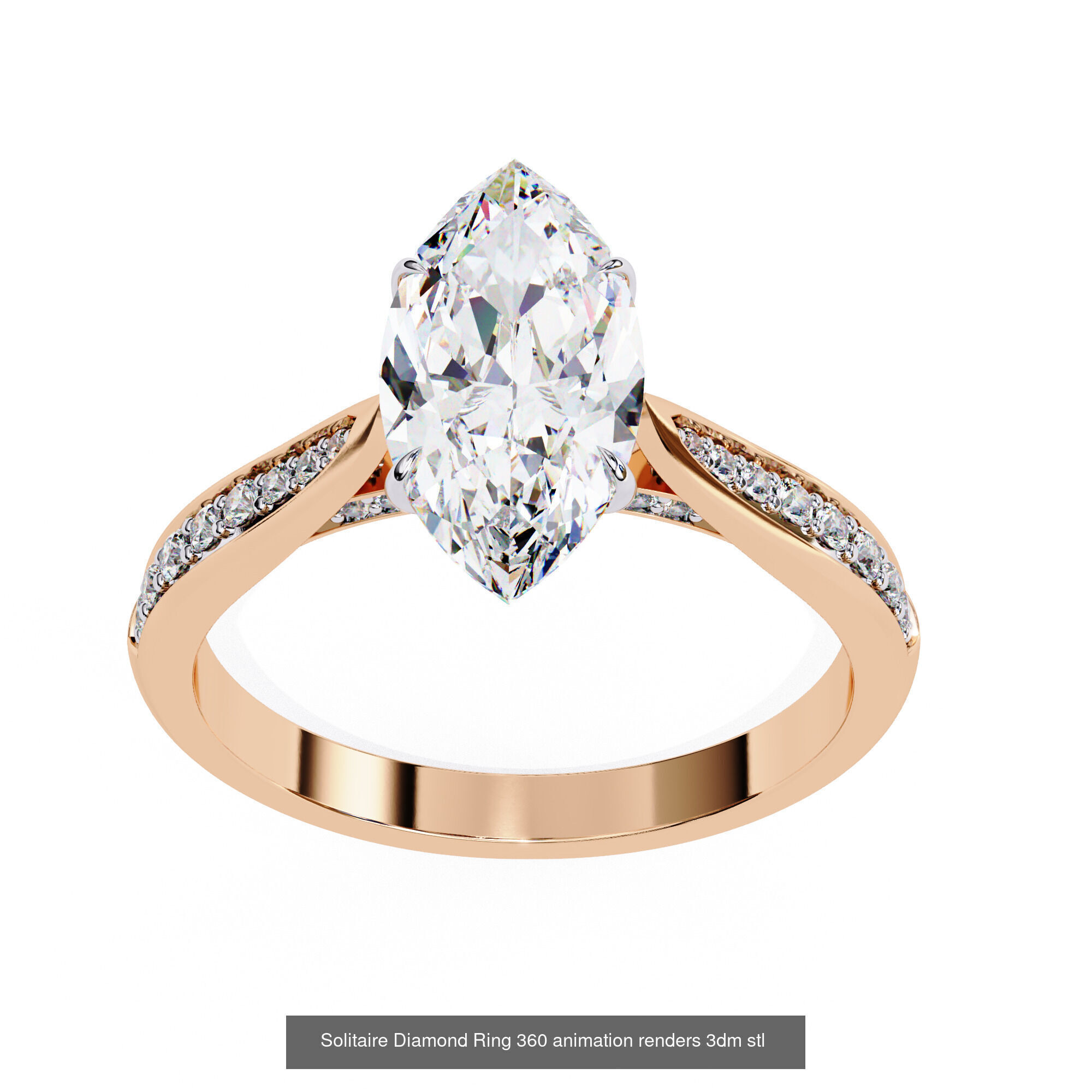 96 Solitaire Diamond Ring 360 animation renders PART-1 3D Model Collection_88