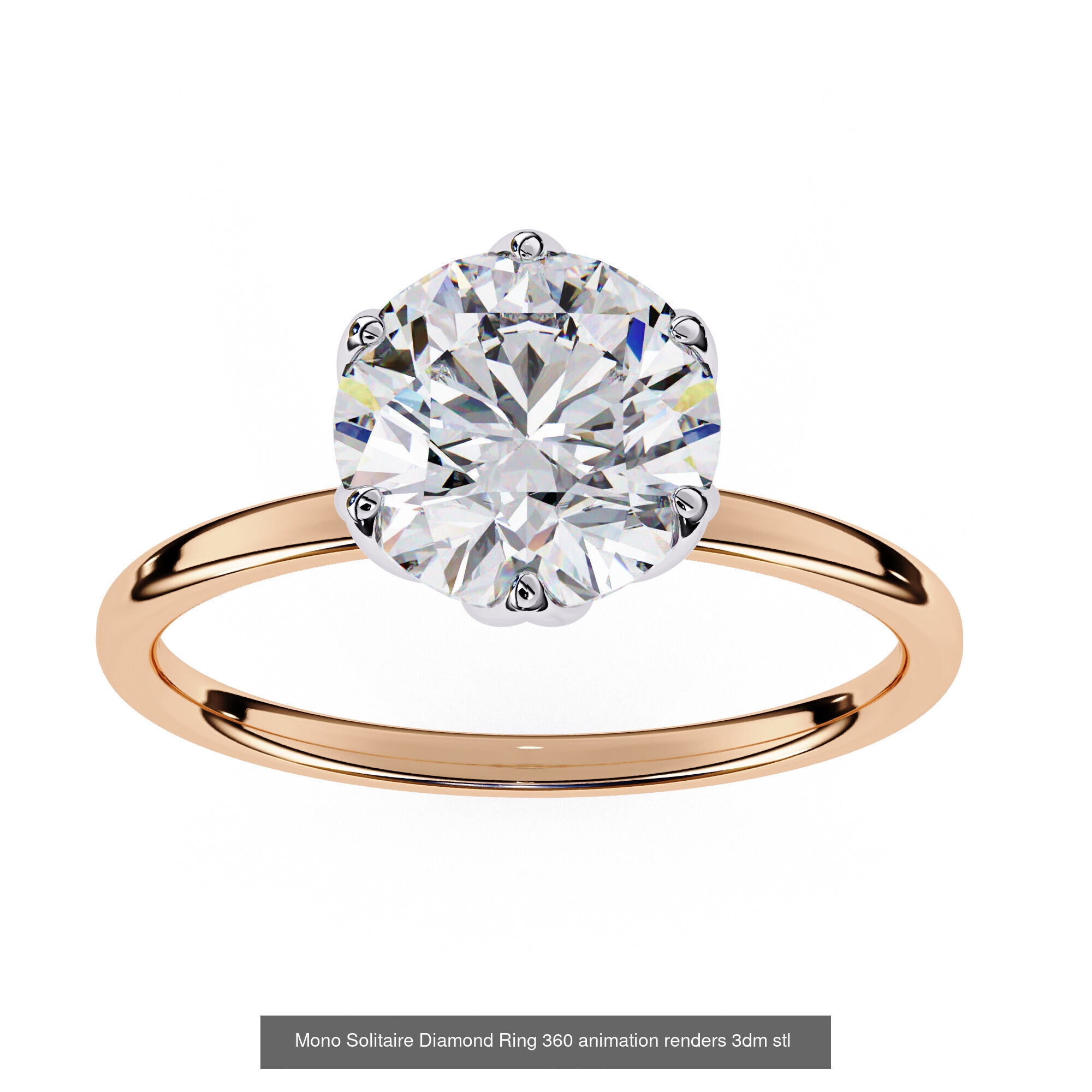 96 Solitaire Diamond Ring 360 animation renders PART-1 3D Model Collection_47