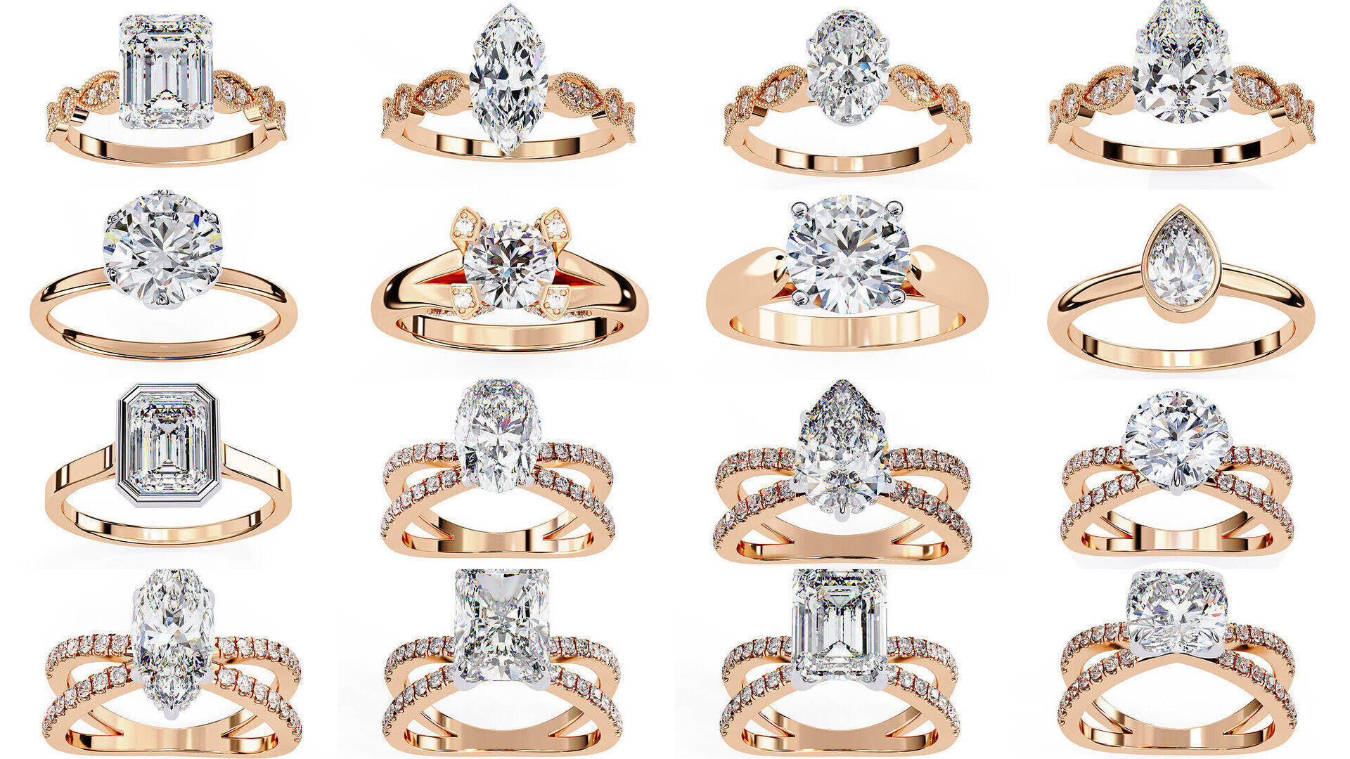 96 Solitaire Diamond Ring 360 animation renders PART-1 3D Model Collection_4