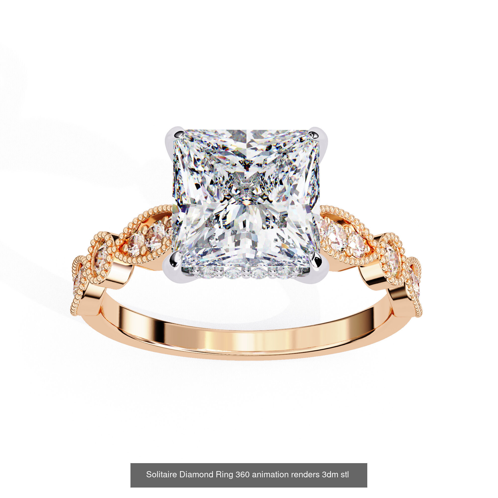 96 Solitaire Diamond Ring 360 animation renders PART-1 3D Model Collection_84