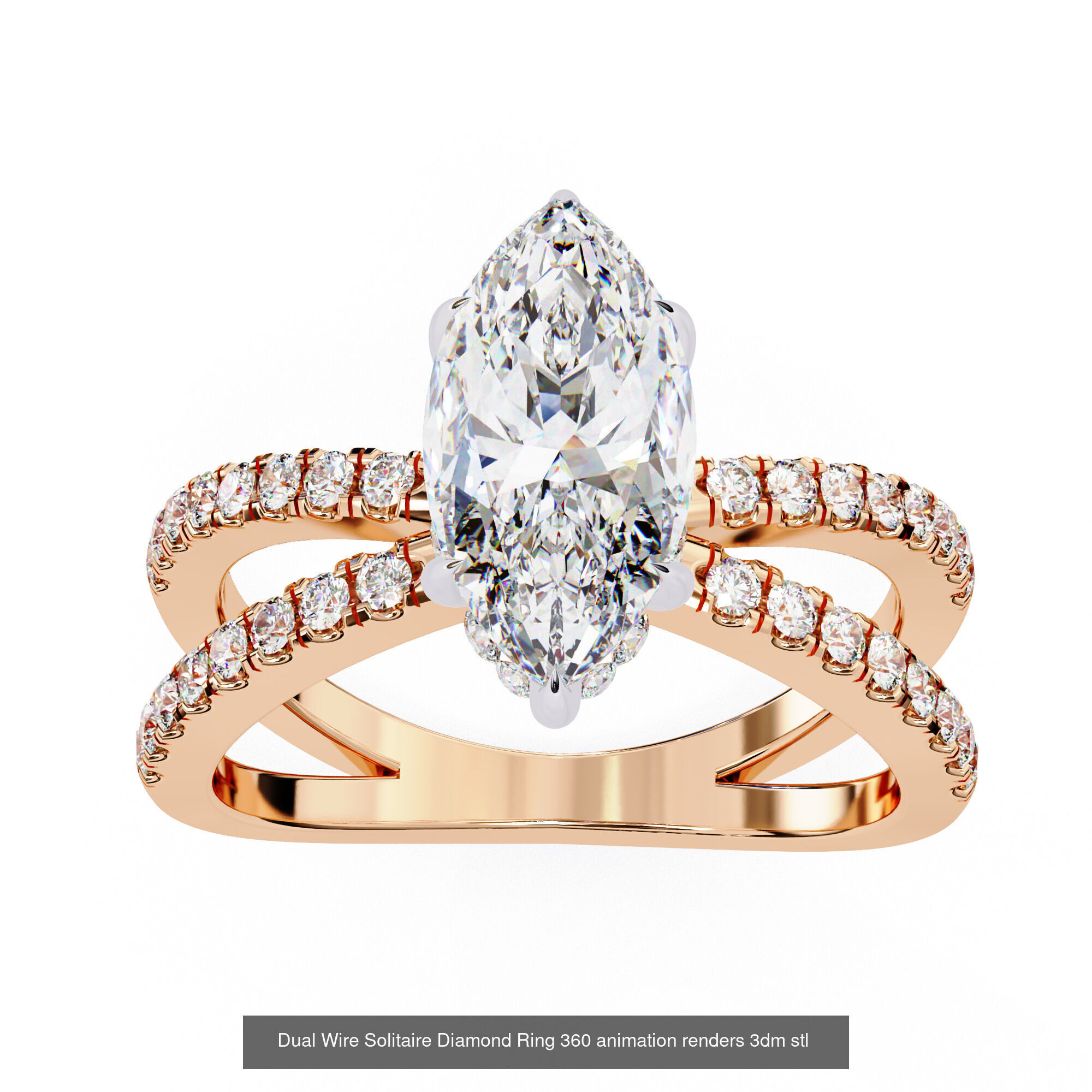 96 Solitaire Diamond Ring 360 animation renders PART-1 3D Model Collection_61