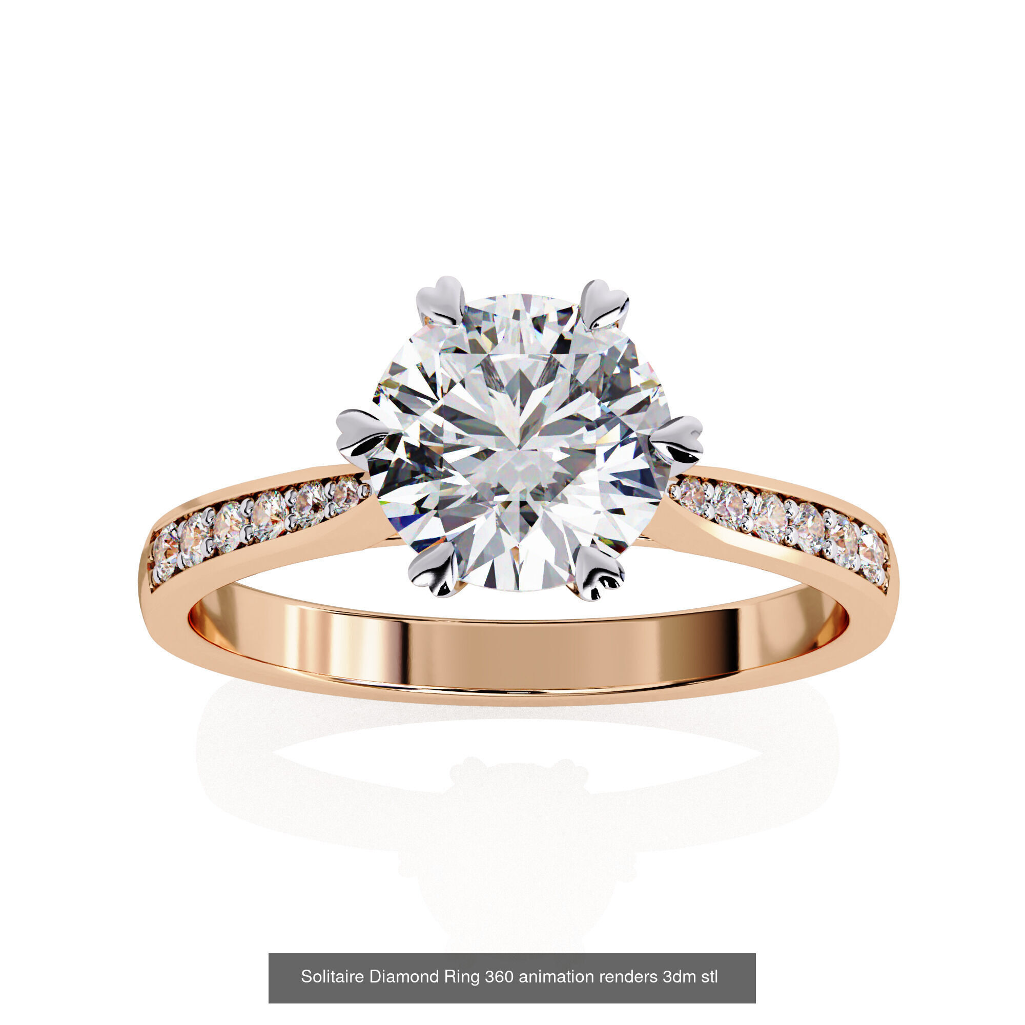 96 Solitaire Diamond Ring 360 animation renders PART-1 3D Model Collection_32