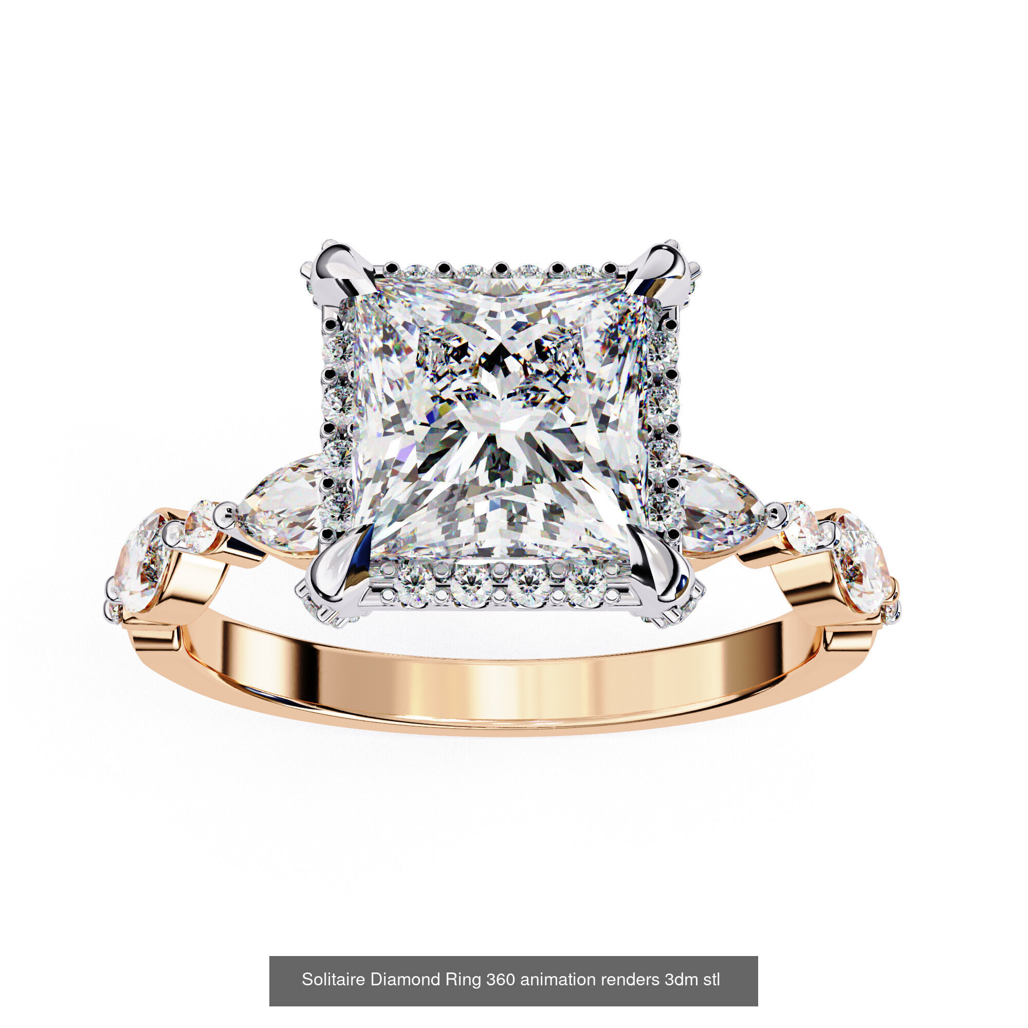 96 Solitaire Diamond Ring 360 animation renders PART-1 3D Model Collection_80