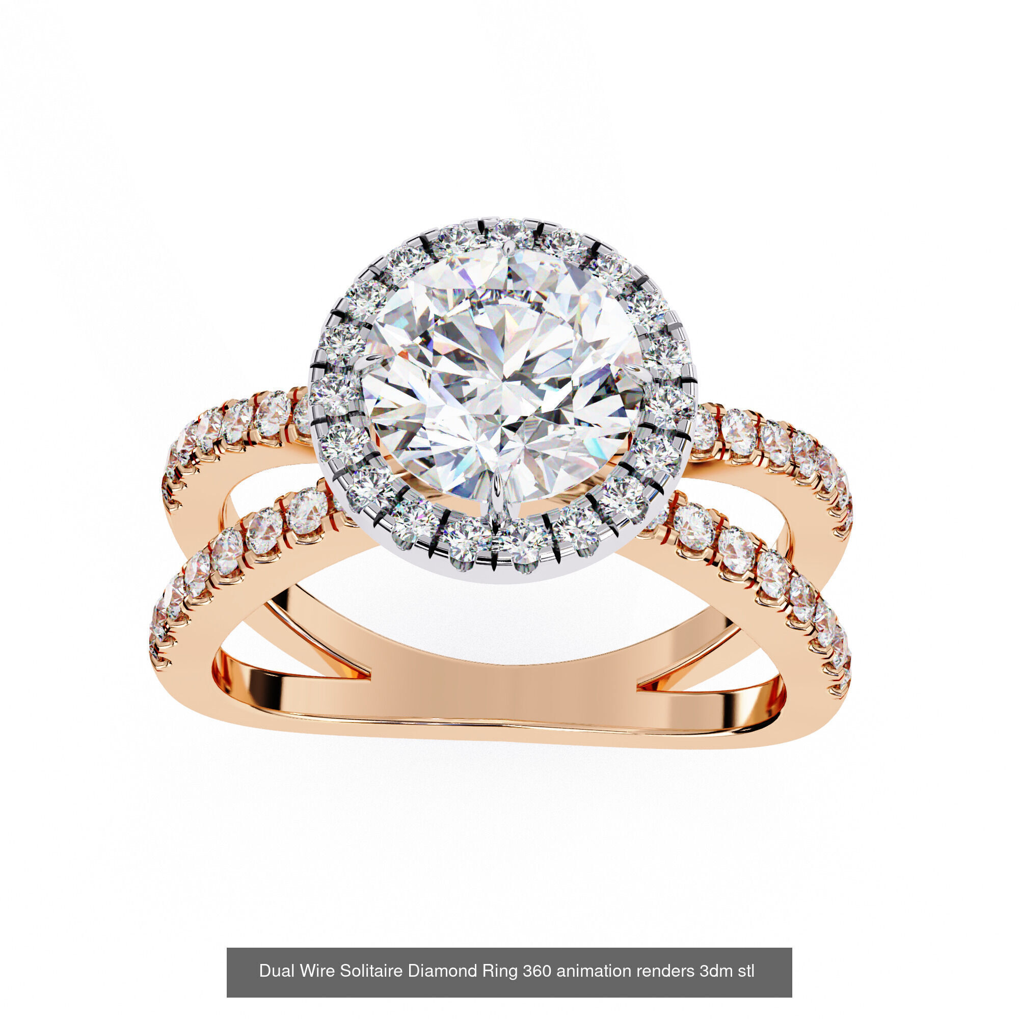 96 Solitaire Diamond Ring 360 animation renders PART-1 3D Model Collection_68