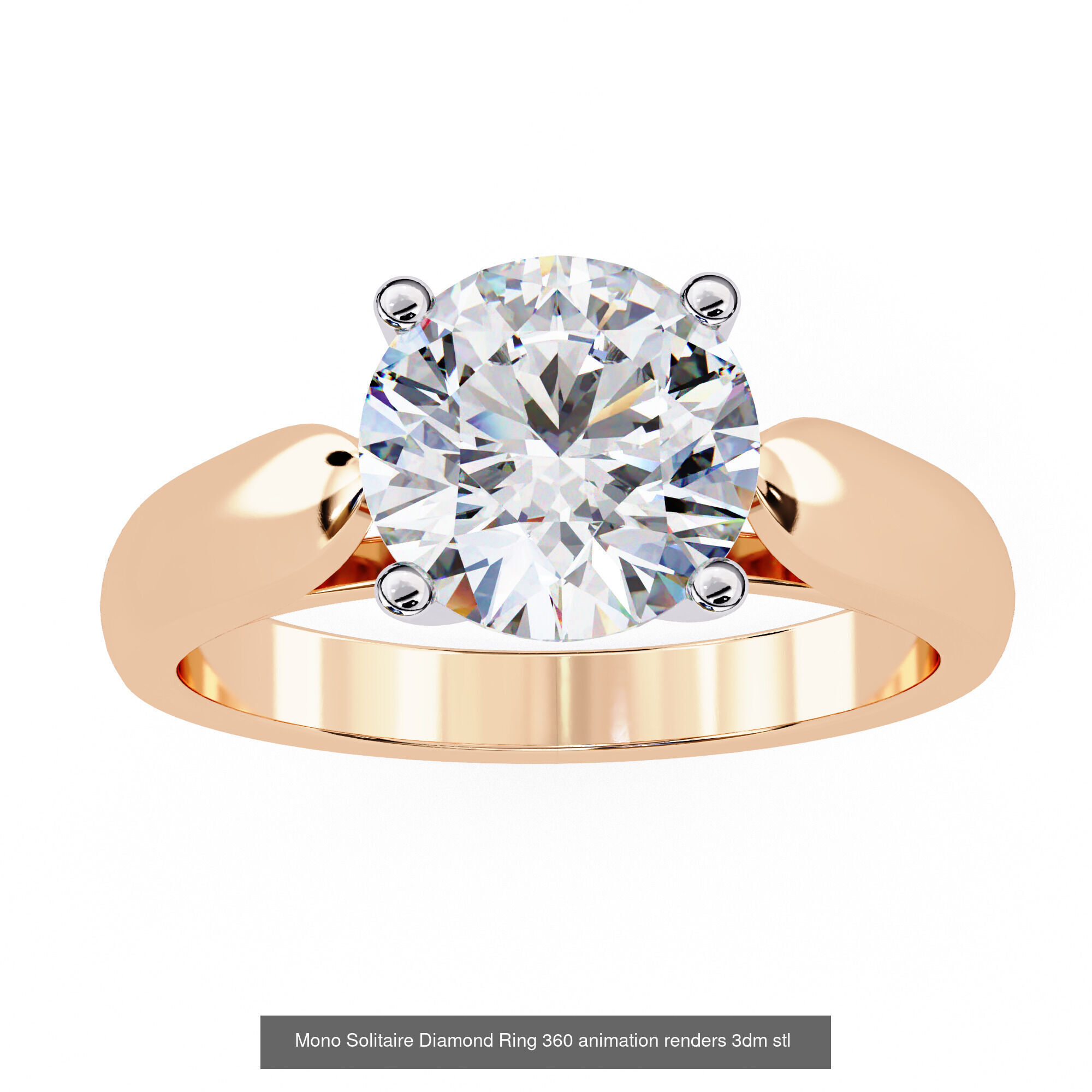 96 Solitaire Diamond Ring 360 animation renders PART-1 3D Model Collection_49