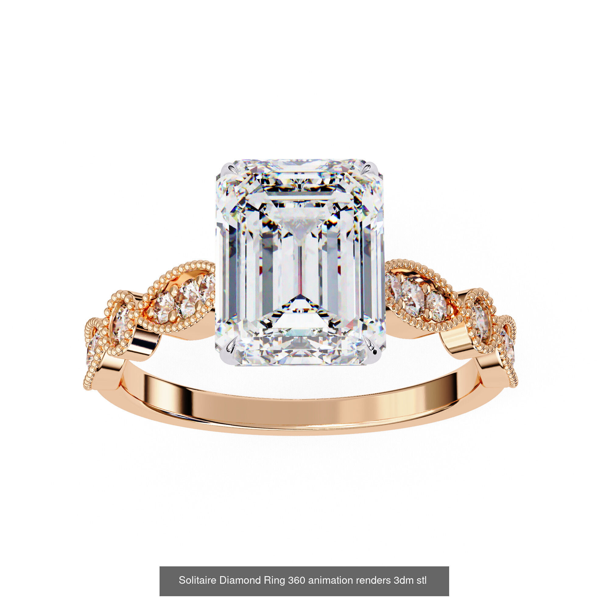 96 Solitaire Diamond Ring 360 animation renders PART-1 3D Model Collection_43