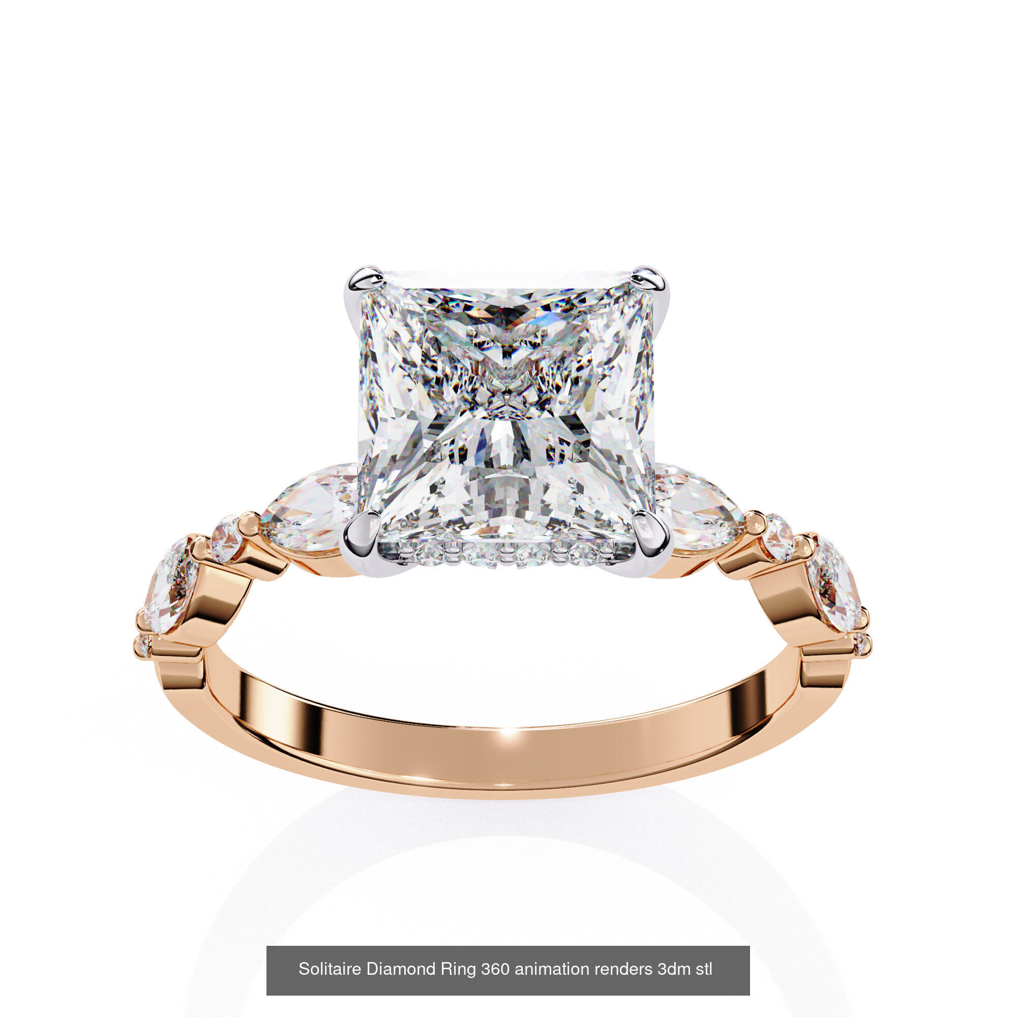 96 Solitaire Diamond Ring 360 animation renders PART-1 3D Model Collection_85