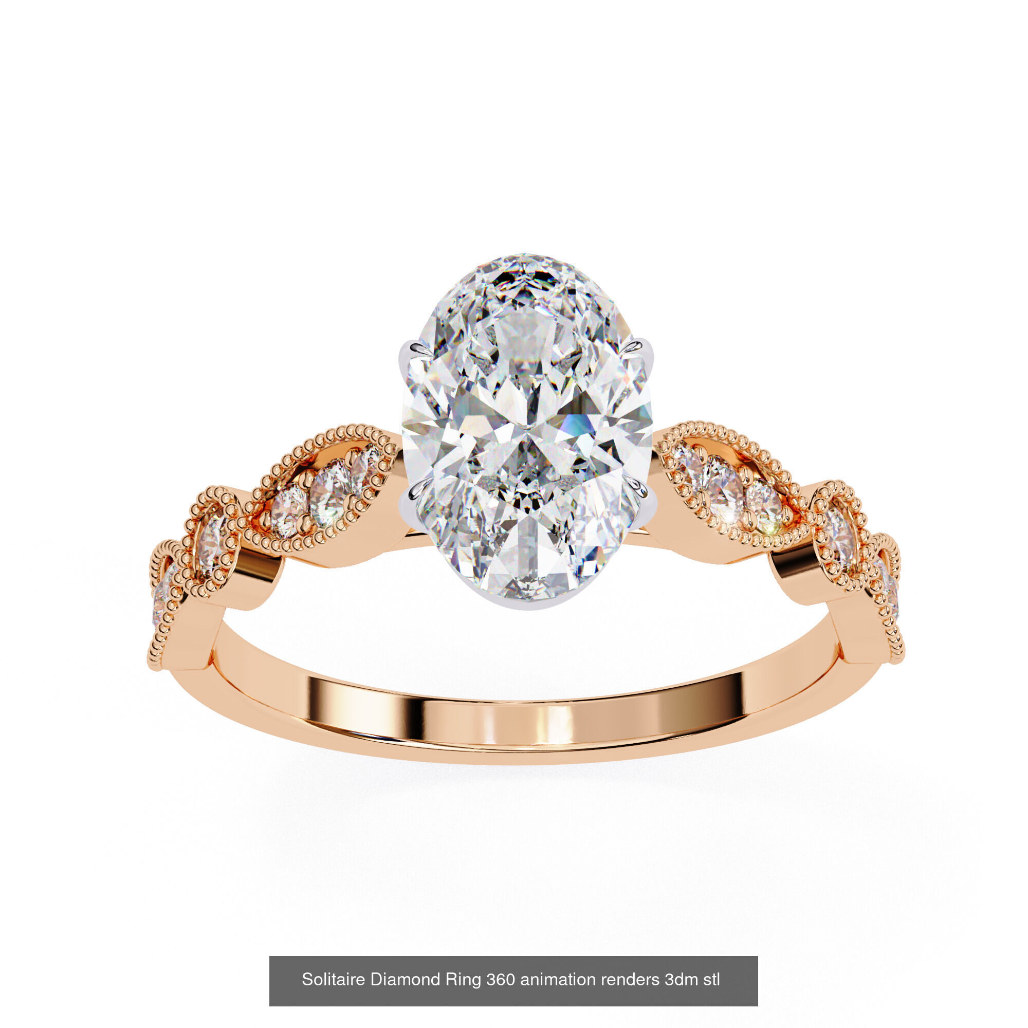 96 Solitaire Diamond Ring 360 animation renders PART-1 3D Model Collection_45