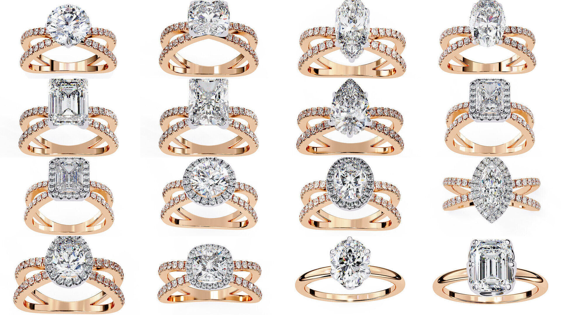 96 Solitaire Diamond Ring 360 animation renders PART-1 3D Model Collection_6