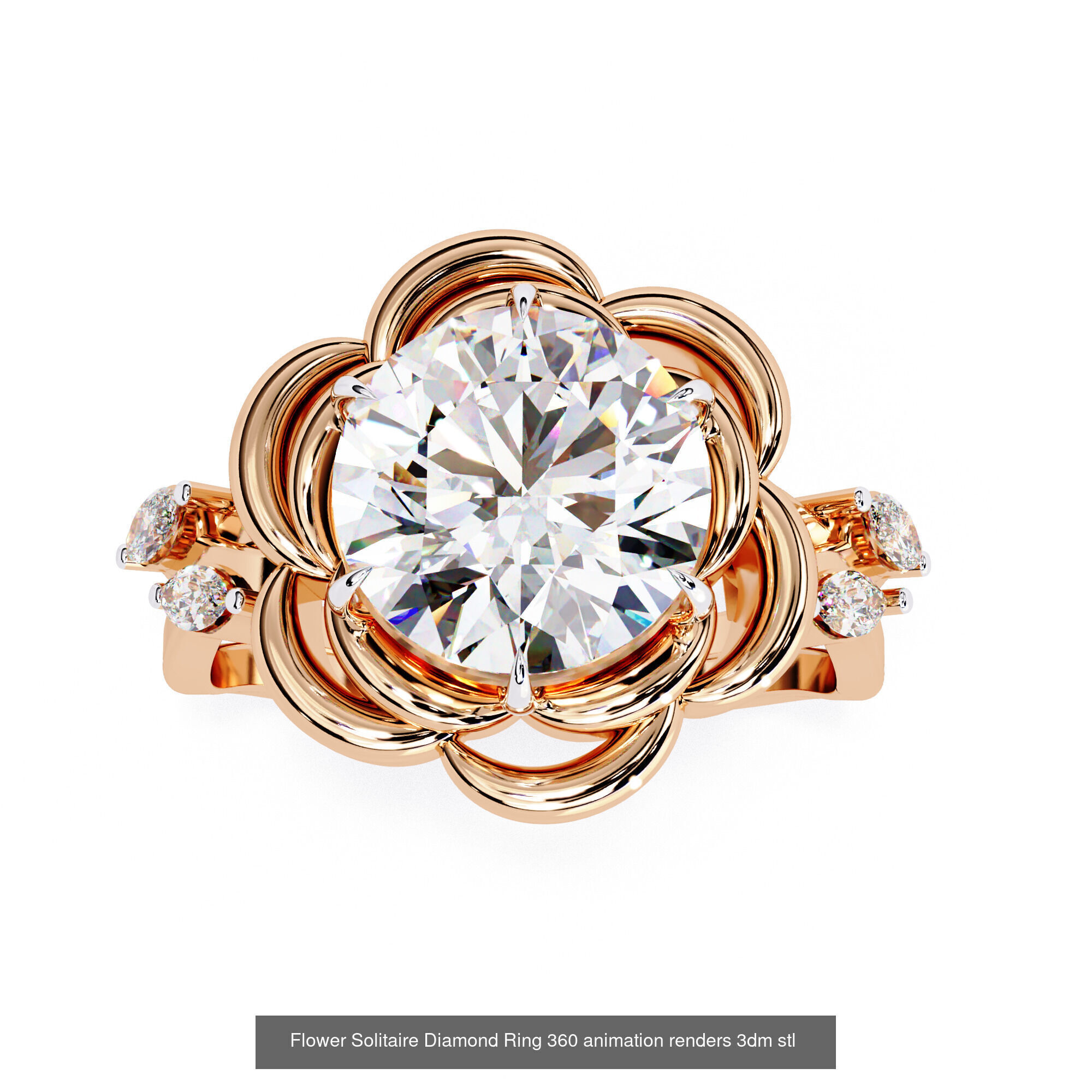 96 Solitaire Diamond Ring 360 animation renders PART-1 3D Model Collection_25