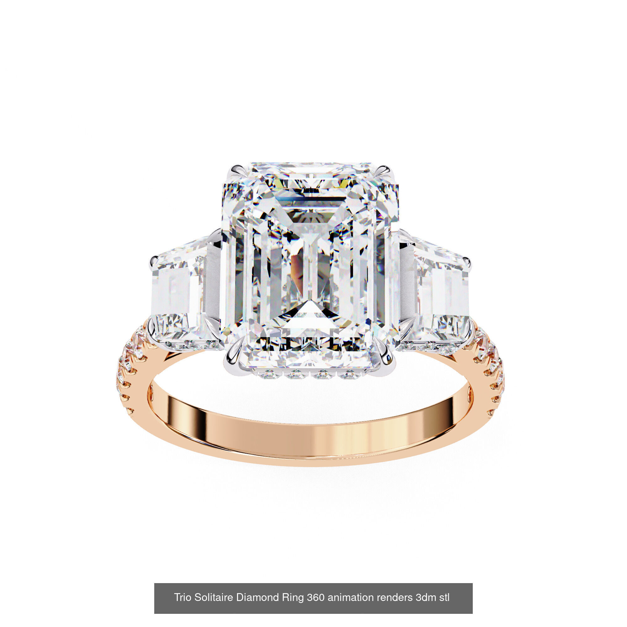 96 Solitaire Diamond Ring 360 animation renders PART-1 3D Model Collection_103