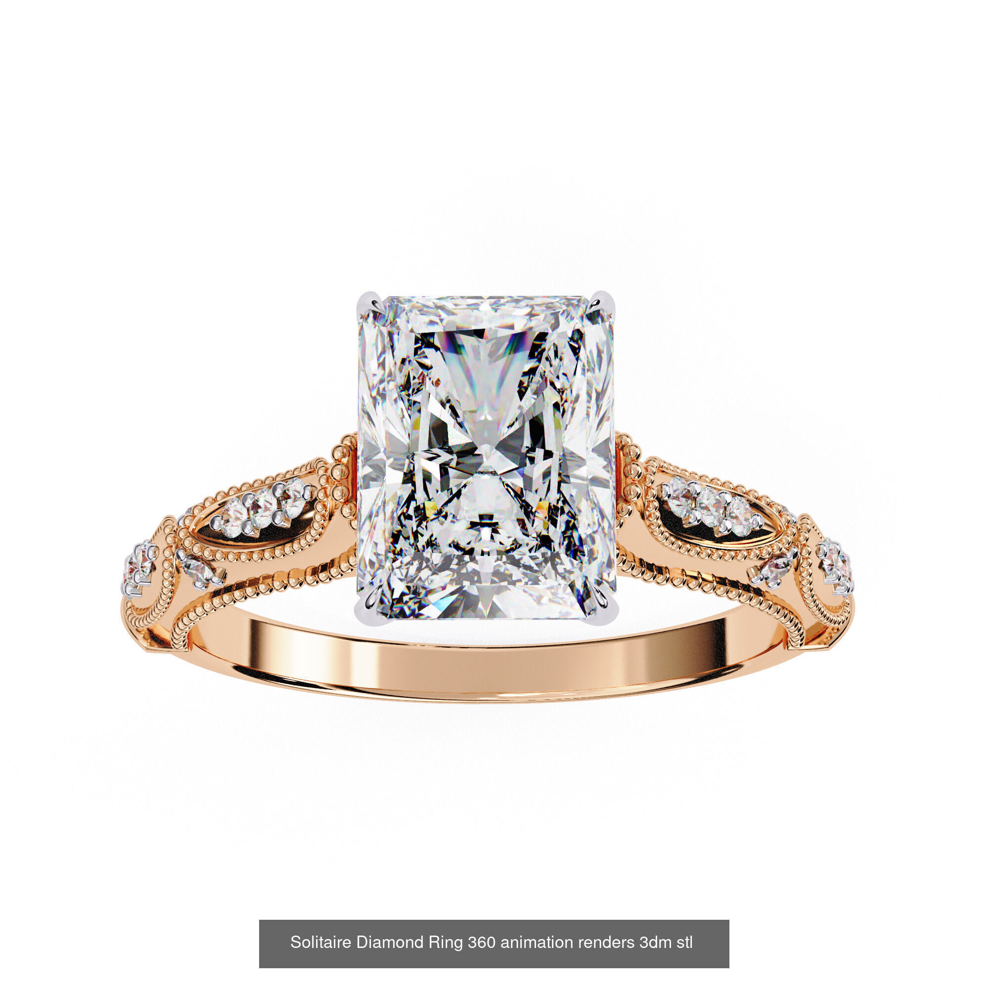 96 Solitaire Diamond Ring 360 animation renders PART-1 3D Model Collection_100