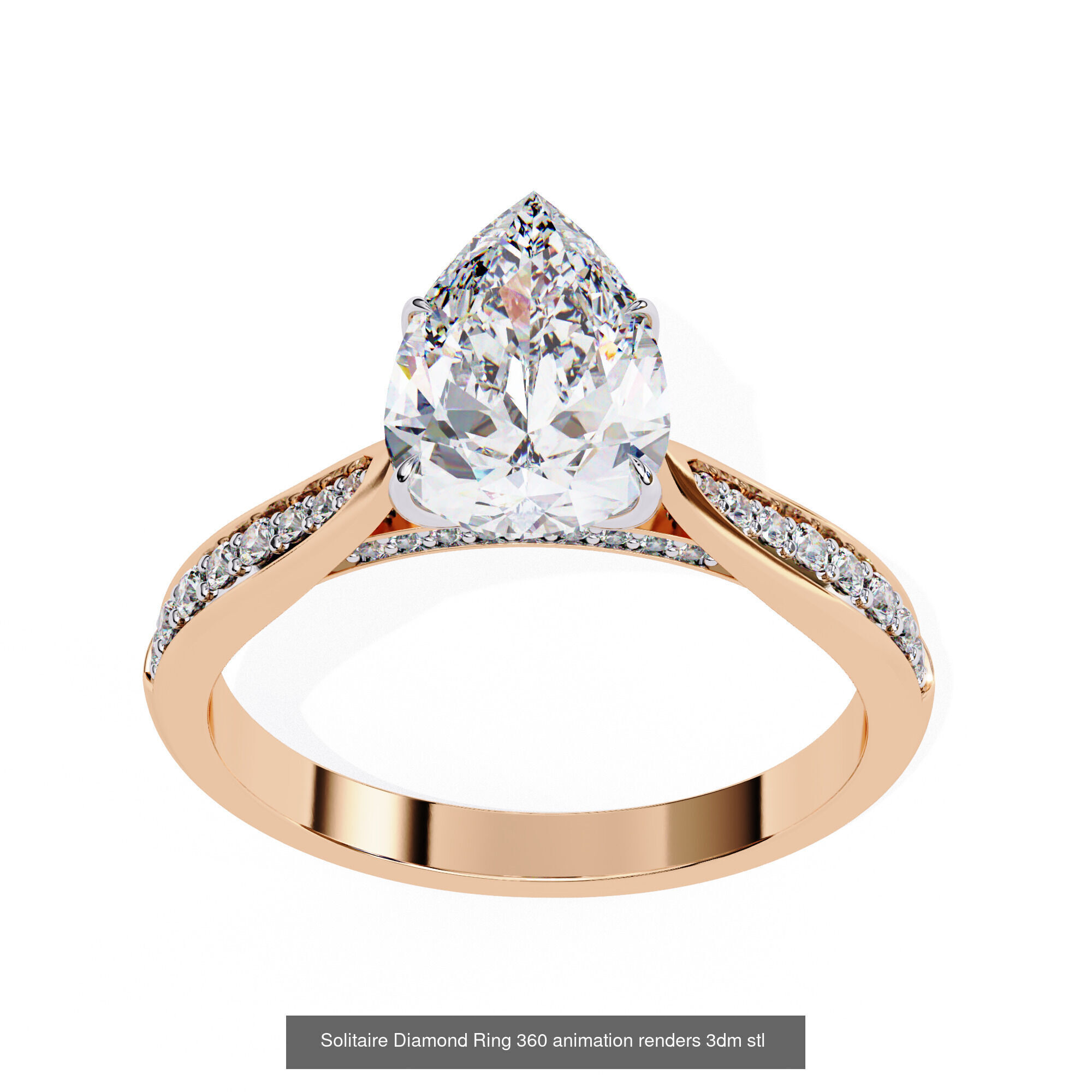96 Solitaire Diamond Ring 360 animation renders PART-1 3D Model Collection_87