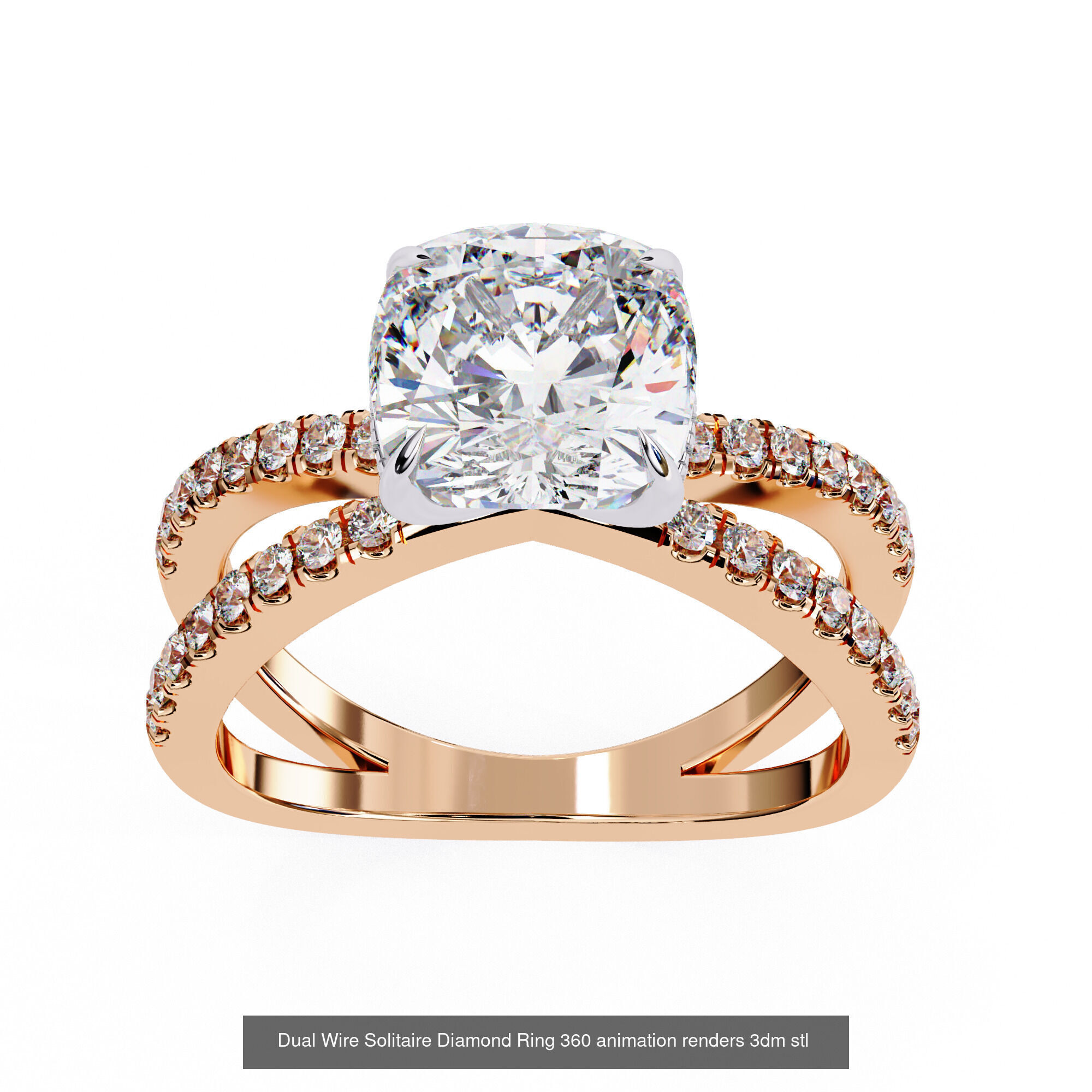 96 Solitaire Diamond Ring 360 animation renders PART-1 3D Model Collection_58