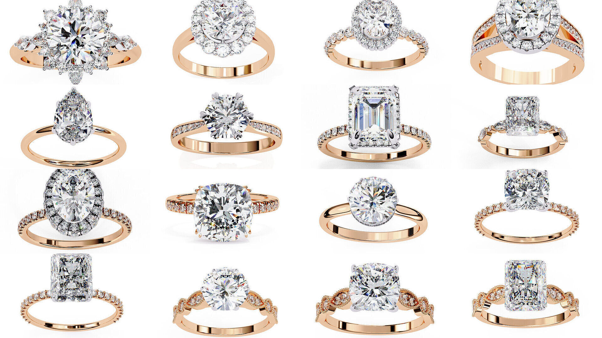 96 Solitaire Diamond Ring 360 animation renders PART-1 3D Model Collection_2