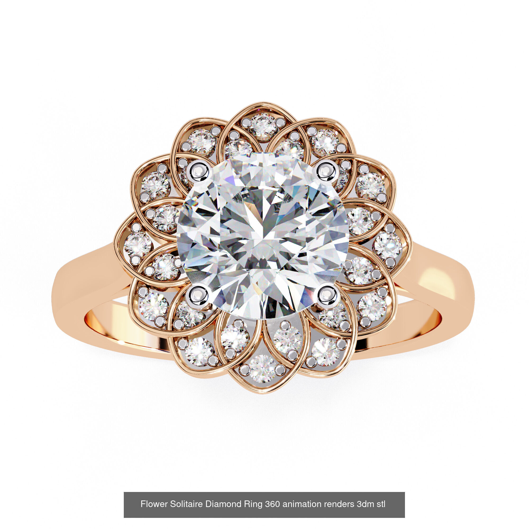 96 Solitaire Diamond Ring 360 animation renders PART-1 3D Model Collection_26