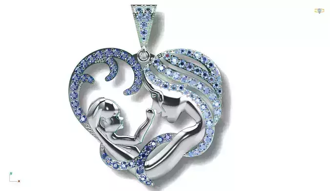 Mother and child jewelry pendant