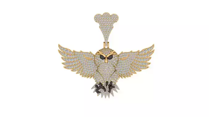  Majestic Iced-Out Owl Diamond Pendant