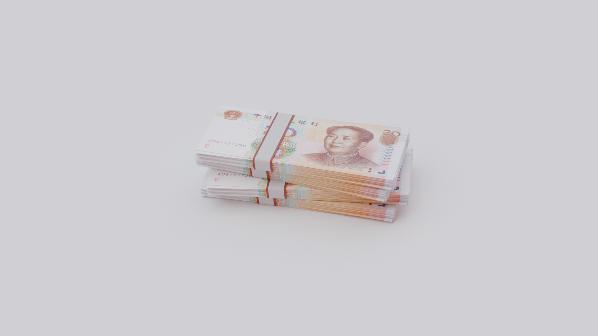 20 Chinese renminbi CNH Currency Low-poly 3D model_1