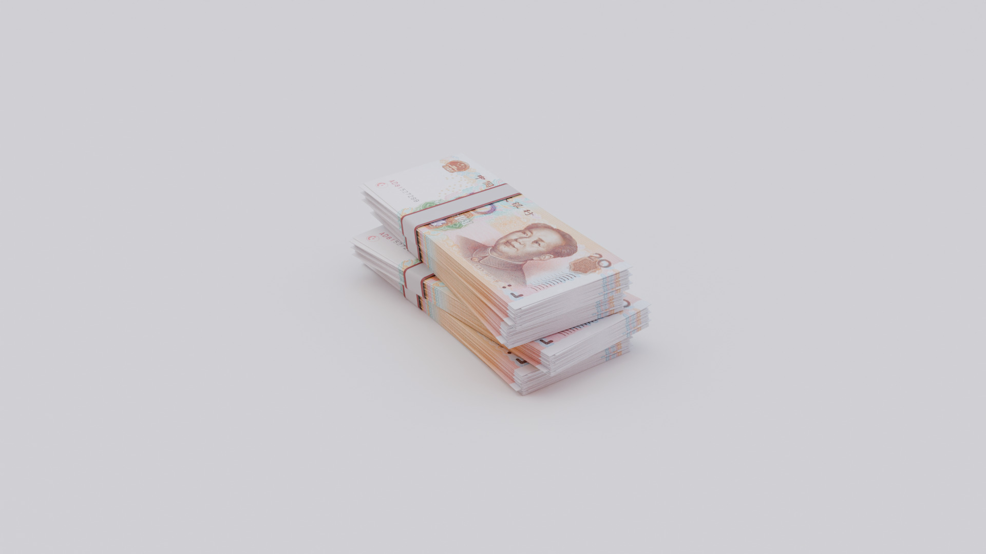 20 Chinese renminbi CNH Currency Low-poly 3D model_3