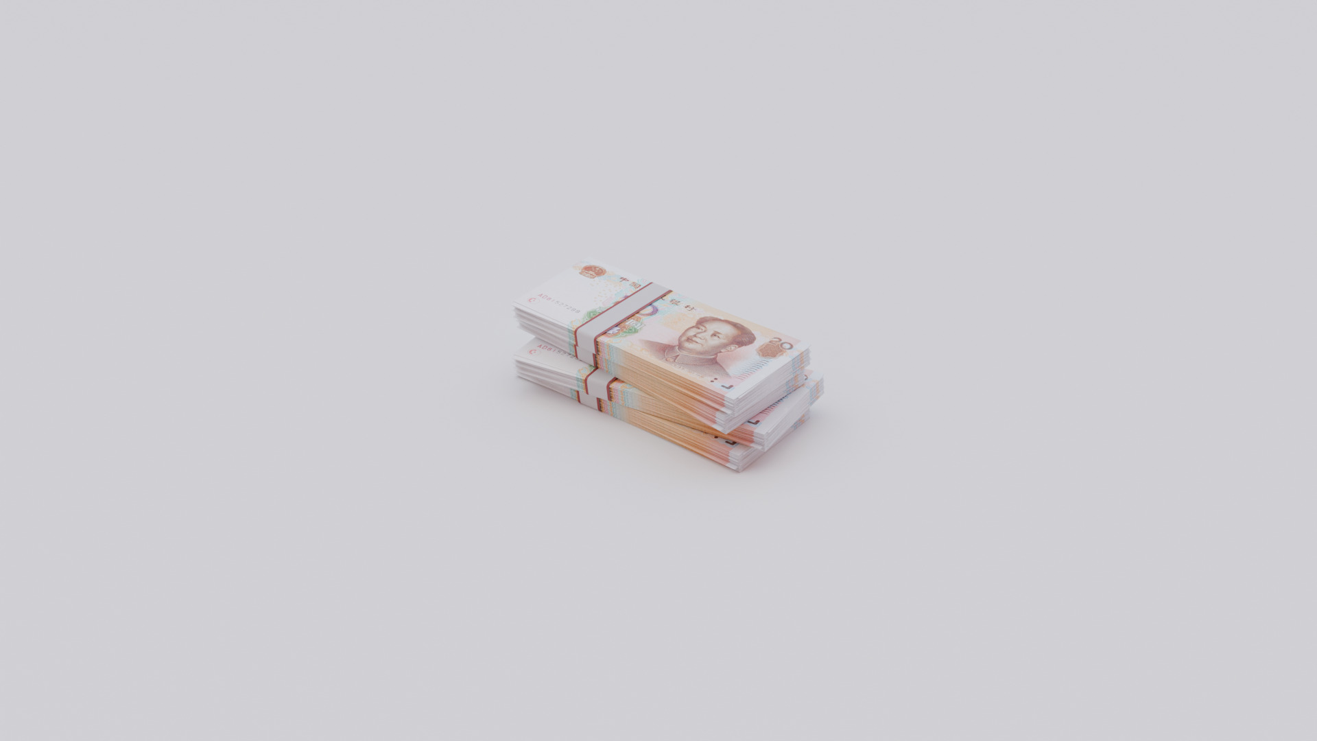 20 Chinese renminbi CNH Currency Low-poly 3D model_4