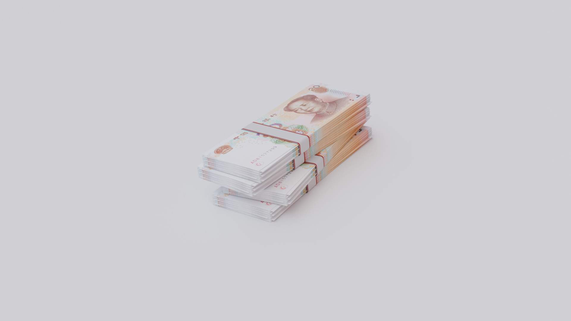 20 Chinese renminbi CNH Currency Low-poly 3D model_2