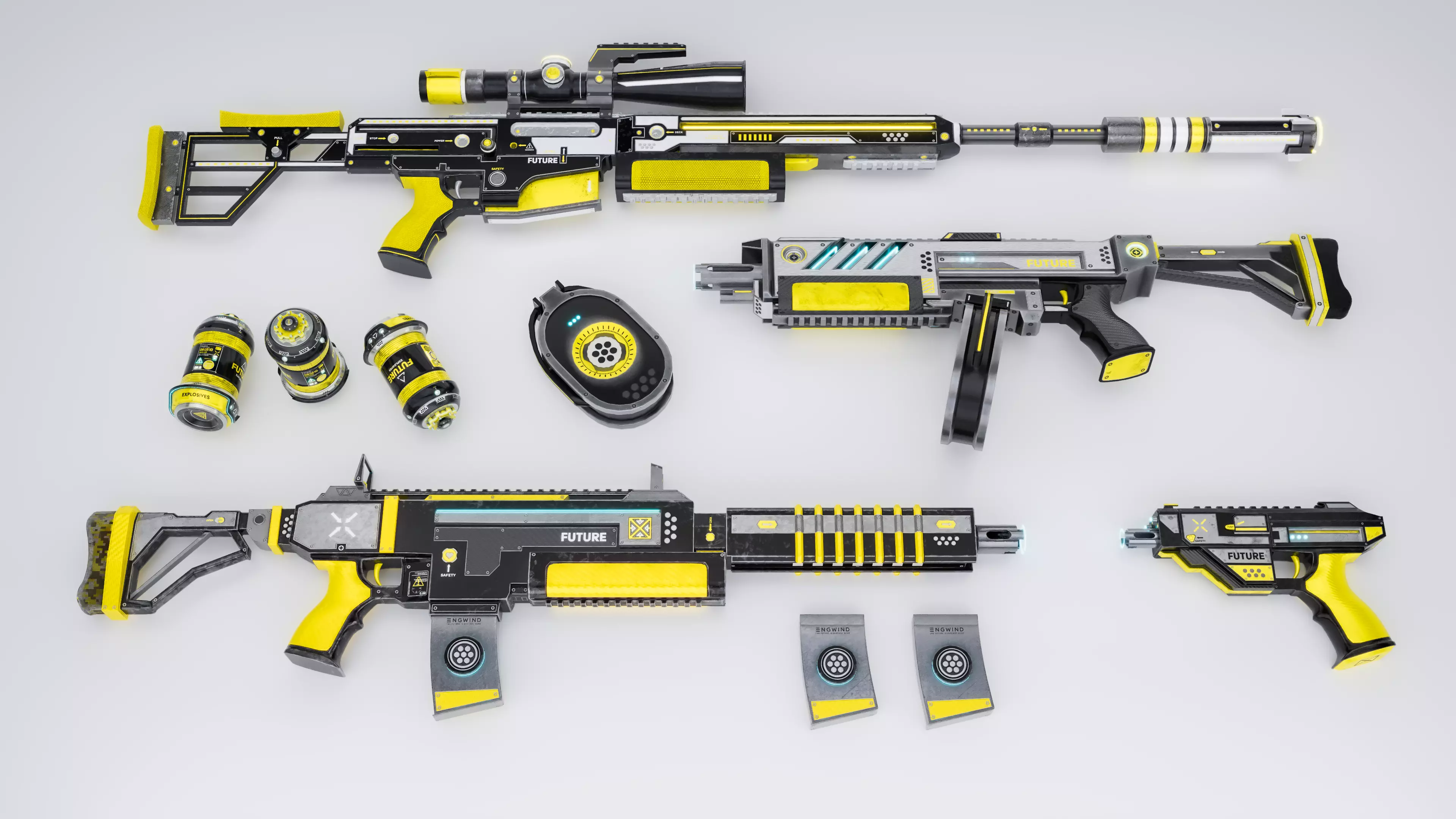 Sci-Fi Weapons Pack Low-poly 3D model_0