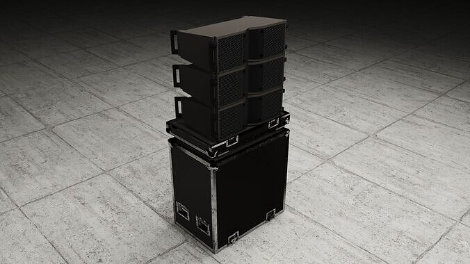 Hard Case and Line Array L-Acoustics Line Array KARA II Speakers 3D model