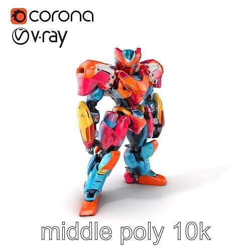 Vibrant Humanoid Combat Robot model pack Low-poly 3D model